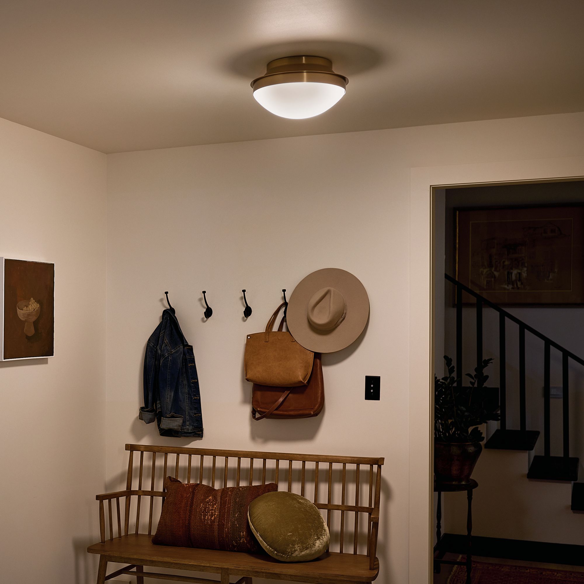 Kichler Bretta 13 1/2"W Brushed Natural Brass Ceiling Light in scene