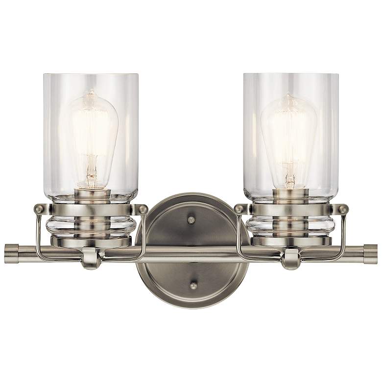 Image 2 Kichler Brinley 10 inch High Brushed Nickel 2-Light Wall Sconce