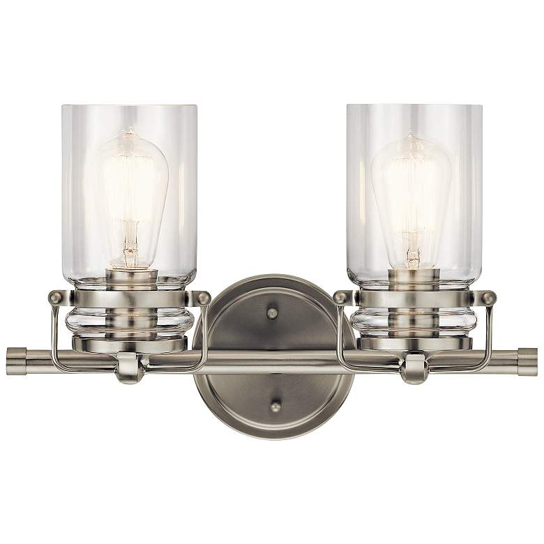 Image 2 Kichler Brinley 10" High Brushed Nickel 2-Light Wall Sconce