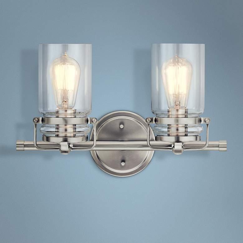 Image 1 Kichler Brinley 10 inch High Brushed Nickel 2-Light Wall Sconce