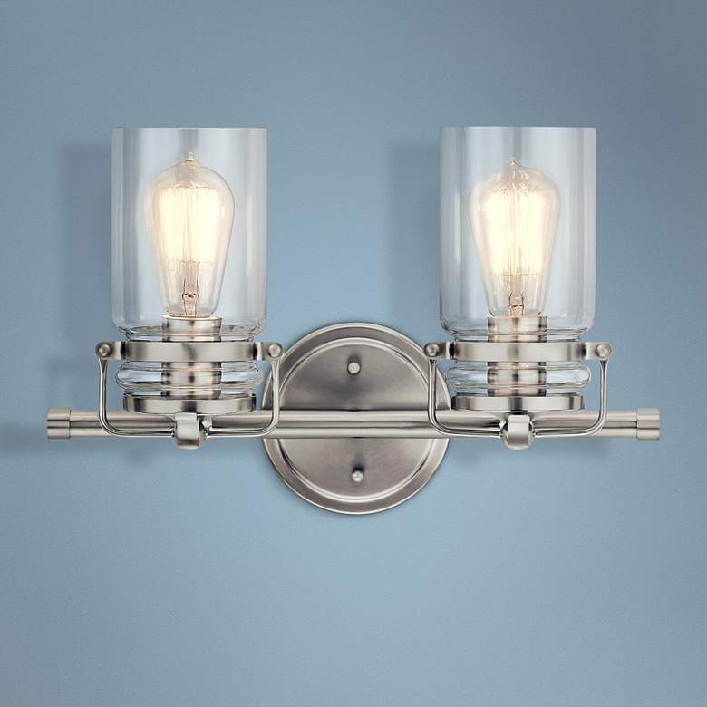 Image 1 Kichler Brinley 10" High Brushed Nickel 2-Light Wall Sconce