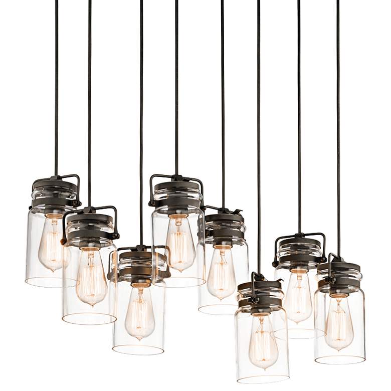 Image 2 Kichler Brinley 25 1/2 inch Glass and Bronze 8-Light Industrial Pendant