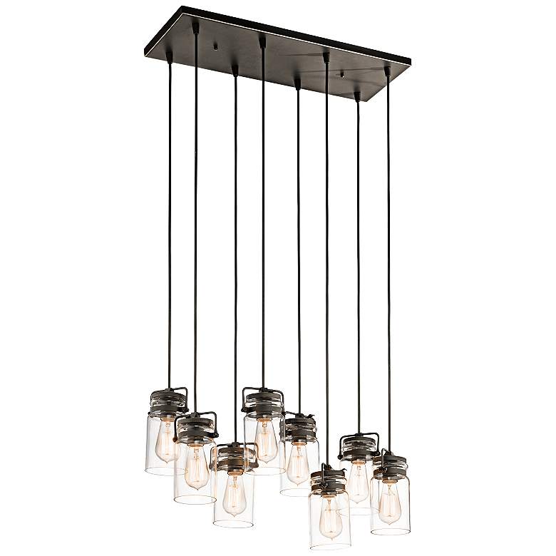 Image 5 Kichler Brinley 25 1/2 inch Glass and Bronze 8-Light Industrial Pendant more views