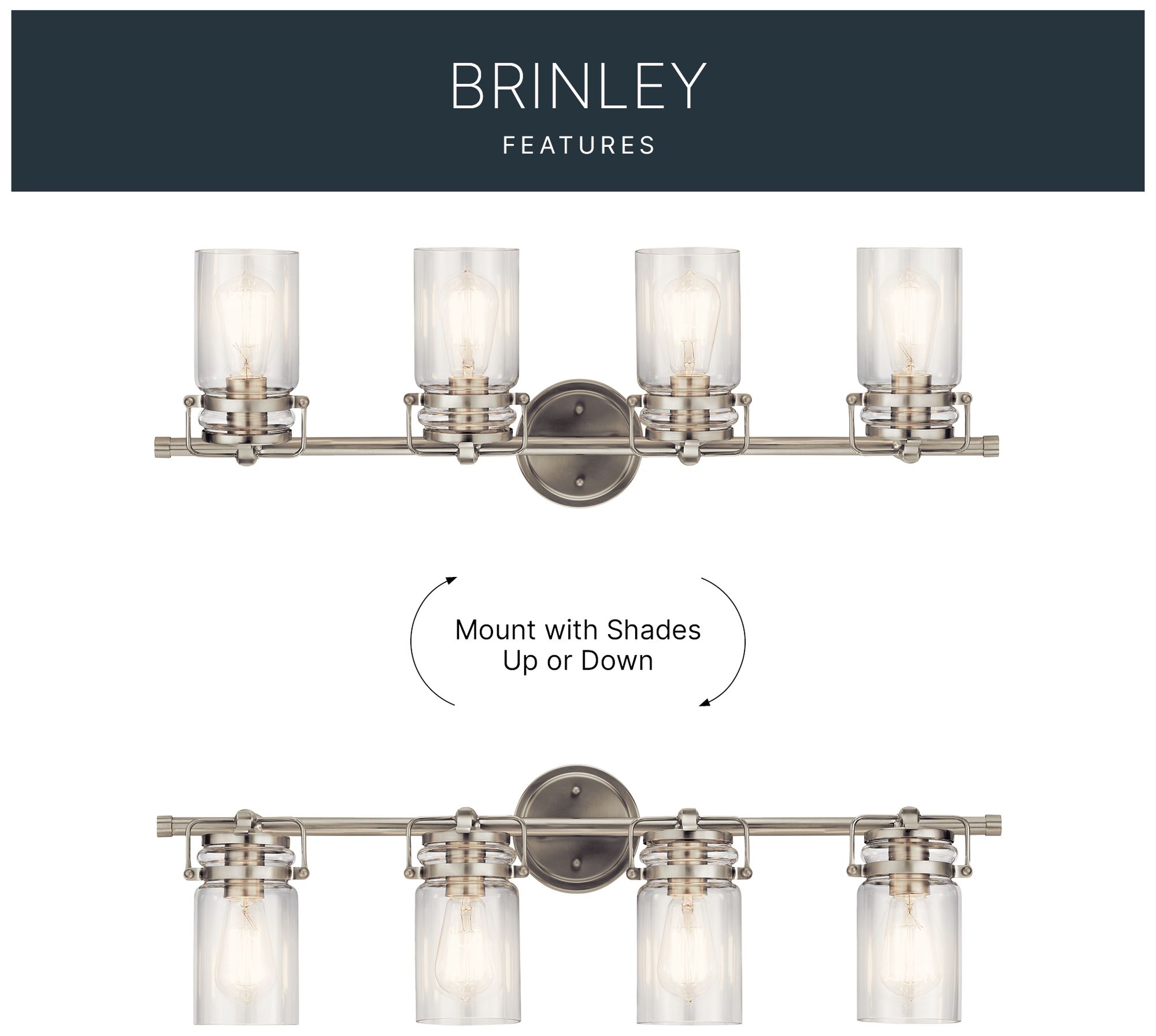 Image 5 Kichler Brinley 32 1/4"W Brushed Nickel 4-Light Bath Light more views
