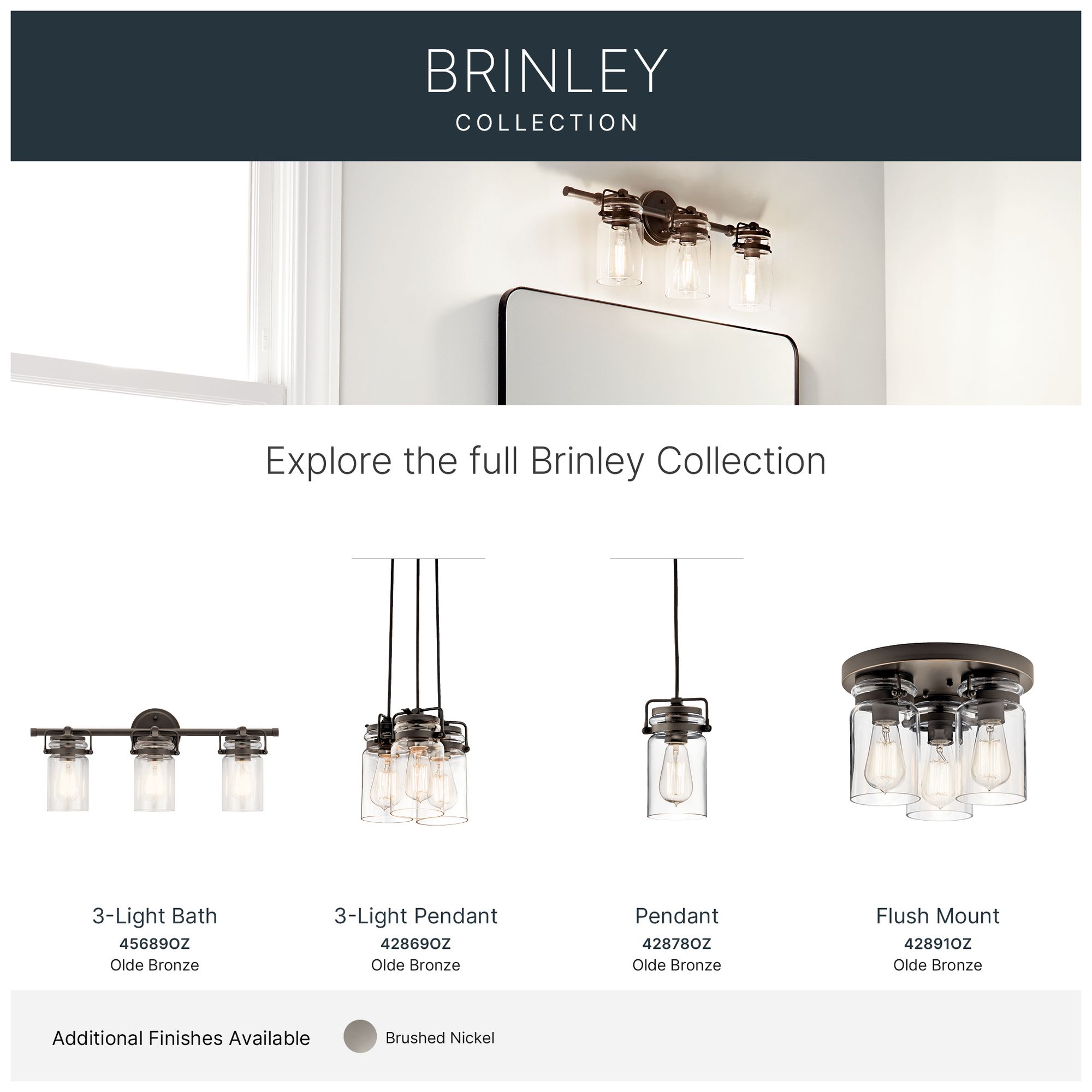 Kichler Brinley 4 3/4" Wide Clear Glass Olde Bronze Mini Pendant
