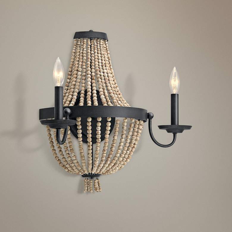 Image 1 Kichler Brisbane 18 inch High Distressed Black Wall Sconce