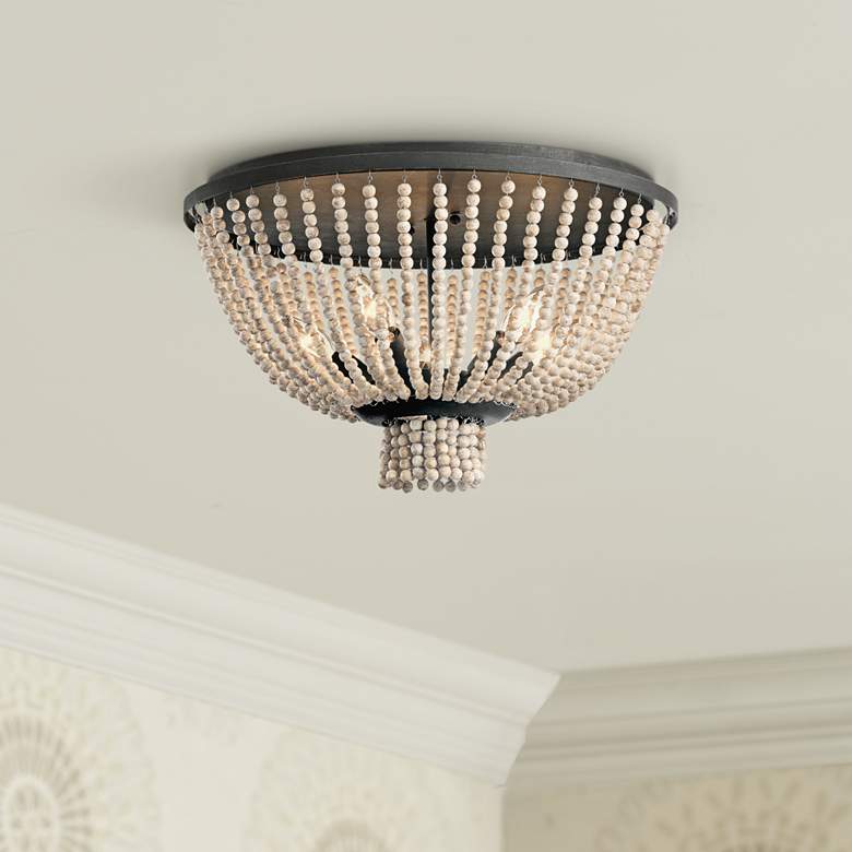 Image 1 Kichler Brisbane 18" Wide 5-Light Black with White Beads Ceiling Light