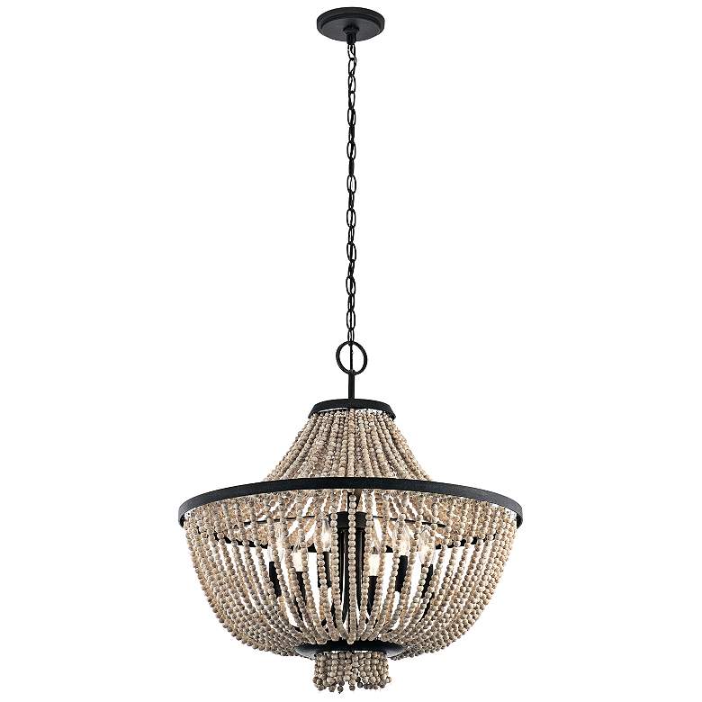 Image 3 Kichler Brisbane 24" Wide Distressed Black Beaded 6-Light Chandelier more views