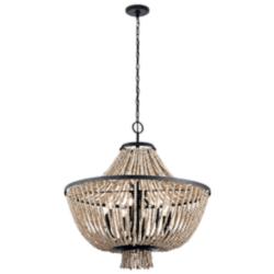 Kichler Brisbane 30" Wide Distressed Black 8-Light Beaded Chandelier