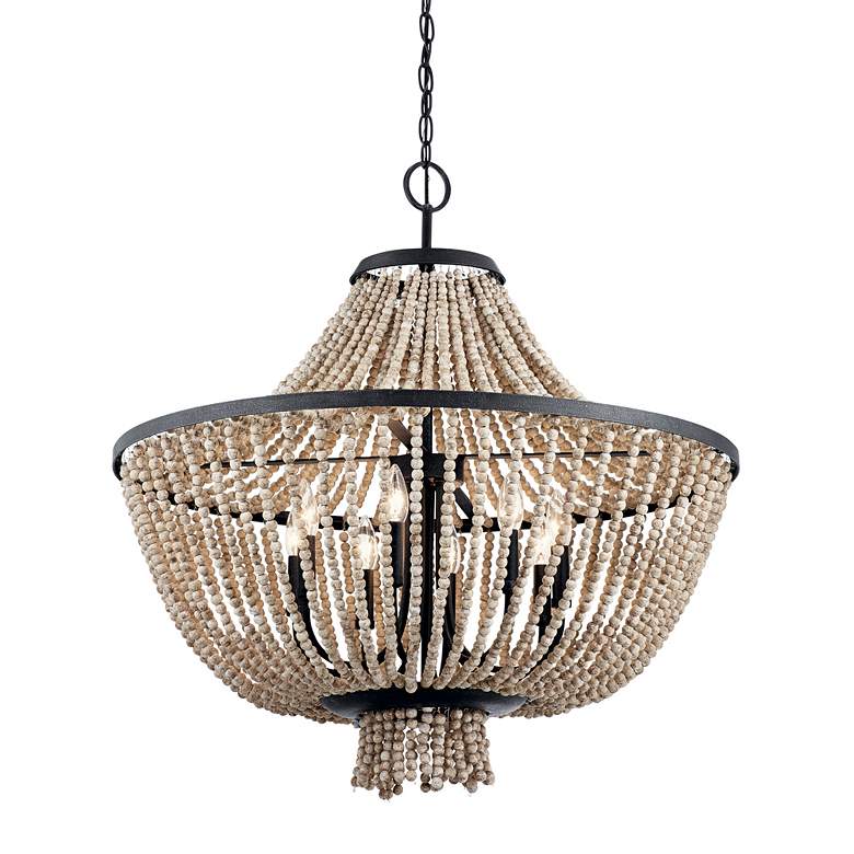 Image 5 Kichler Brisbane 30 inch Wide Distressed Black 8-Light Beaded Chandelier more views