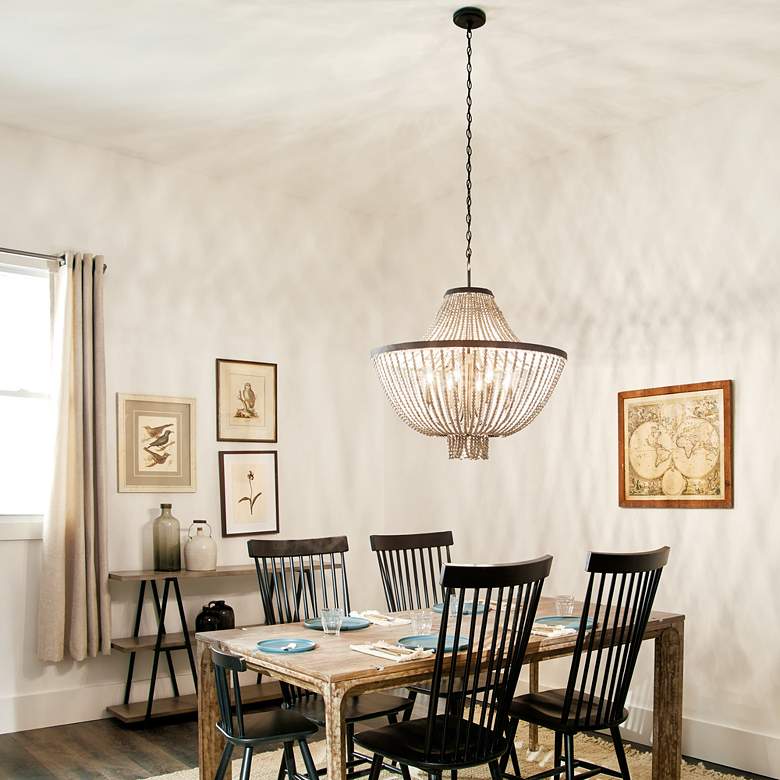 Image 7 Kichler Brisbane 30" Wide Distressed Black 8-Light Beaded Chandelier more views