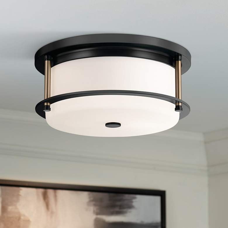 Image 1 Kichler Brit 12" Wide 2-Light Black and Champagne Bronze Ceiling Light