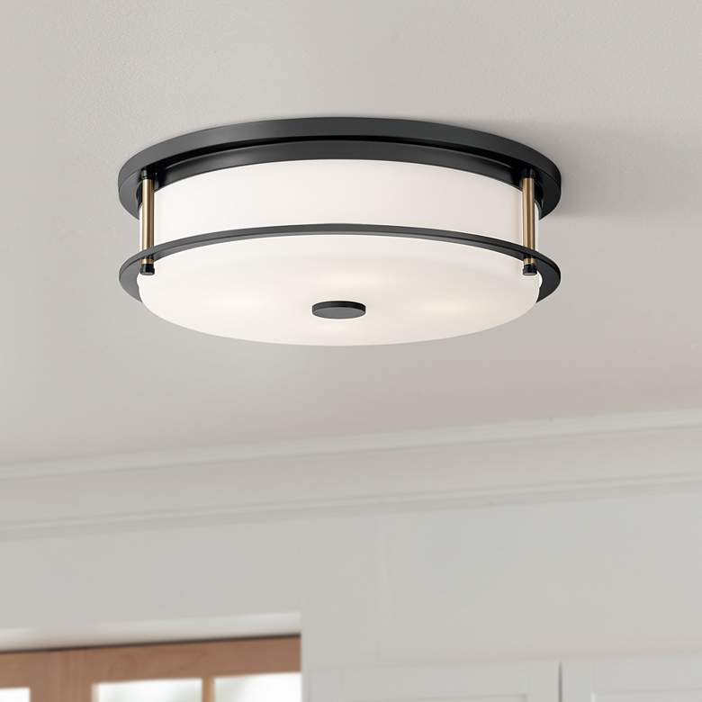Image 1 Kichler Brit 18" Wide Black Steel Ceiling Light