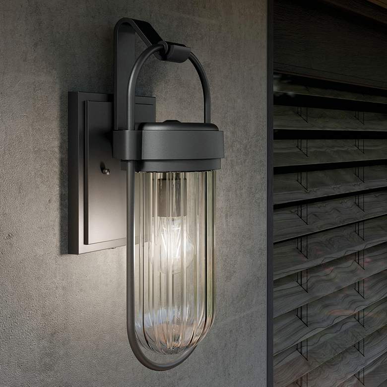 Image 1 Kichler Brix 19 1/4" High Textured Black Outdoor Wall Light