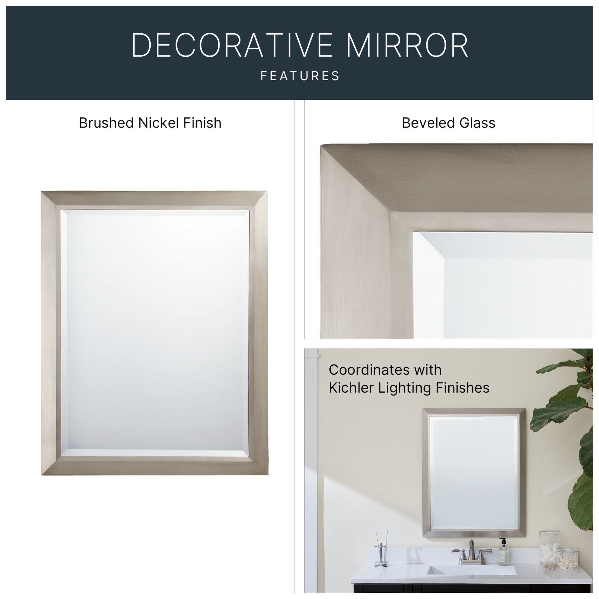 Image 5 Kichler Brushed Nickel 24" x 30" Rectangular Wall Mirror more views