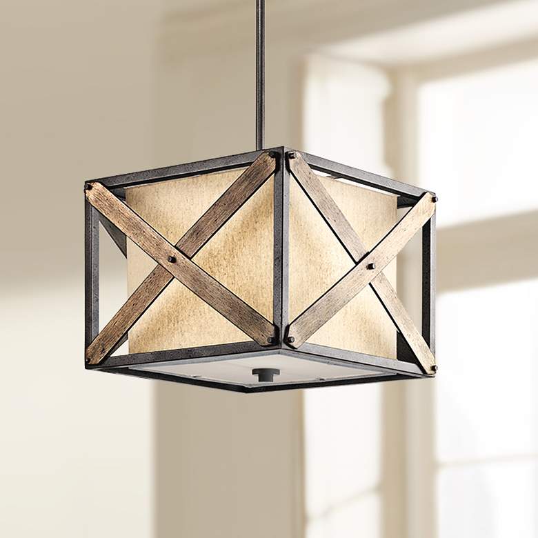 Image 1 Kichler Cahoon 16 1/4"W Iron Convertible 1-Light Pendant