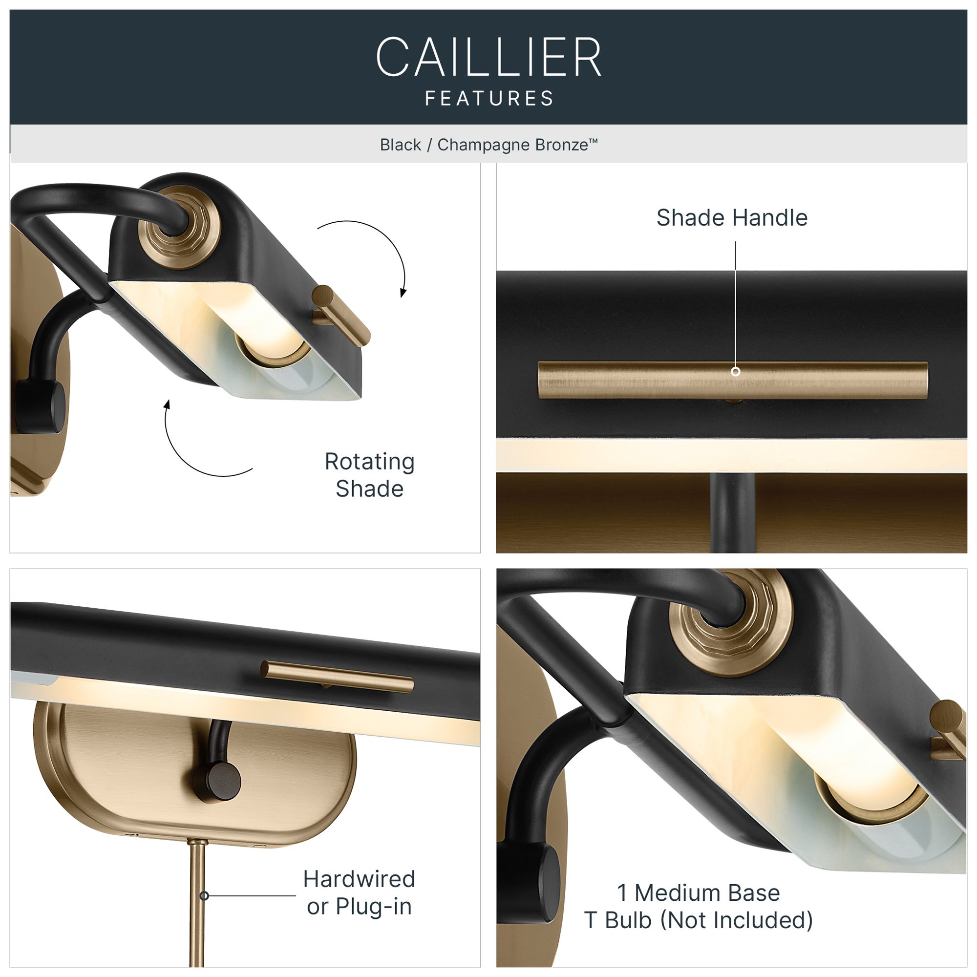 Image 3 Kichler Caillier 17.25" 1-Light Picture Light in Black more views