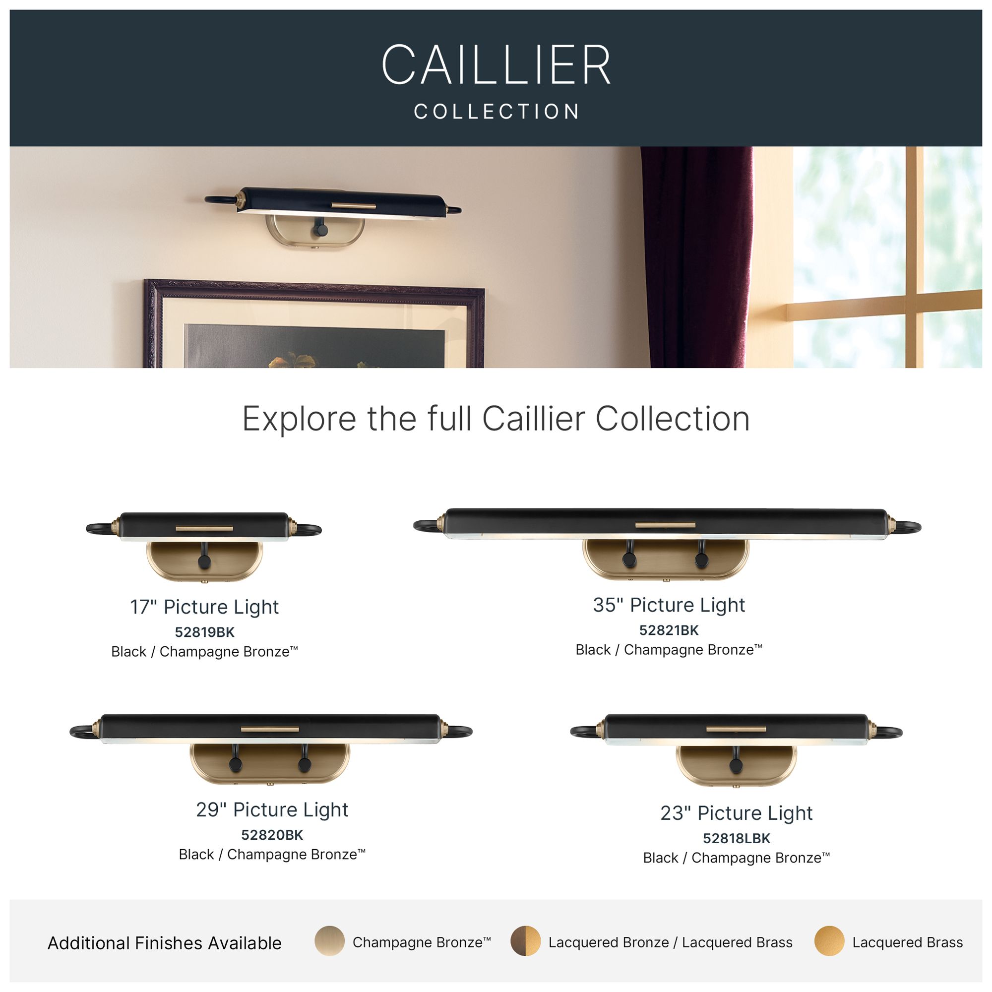 Kichler Caillier 23.25" 2-Light Picture Light in Black