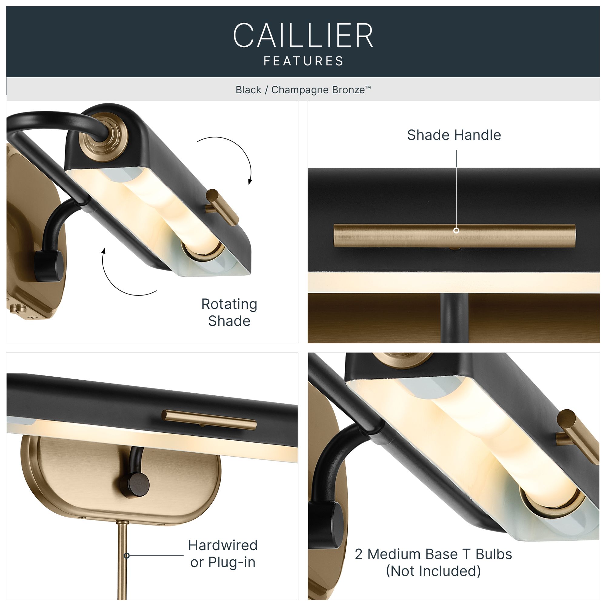 Image 4 Kichler Caillier 23.25" 2-Light Picture Light in Black more views