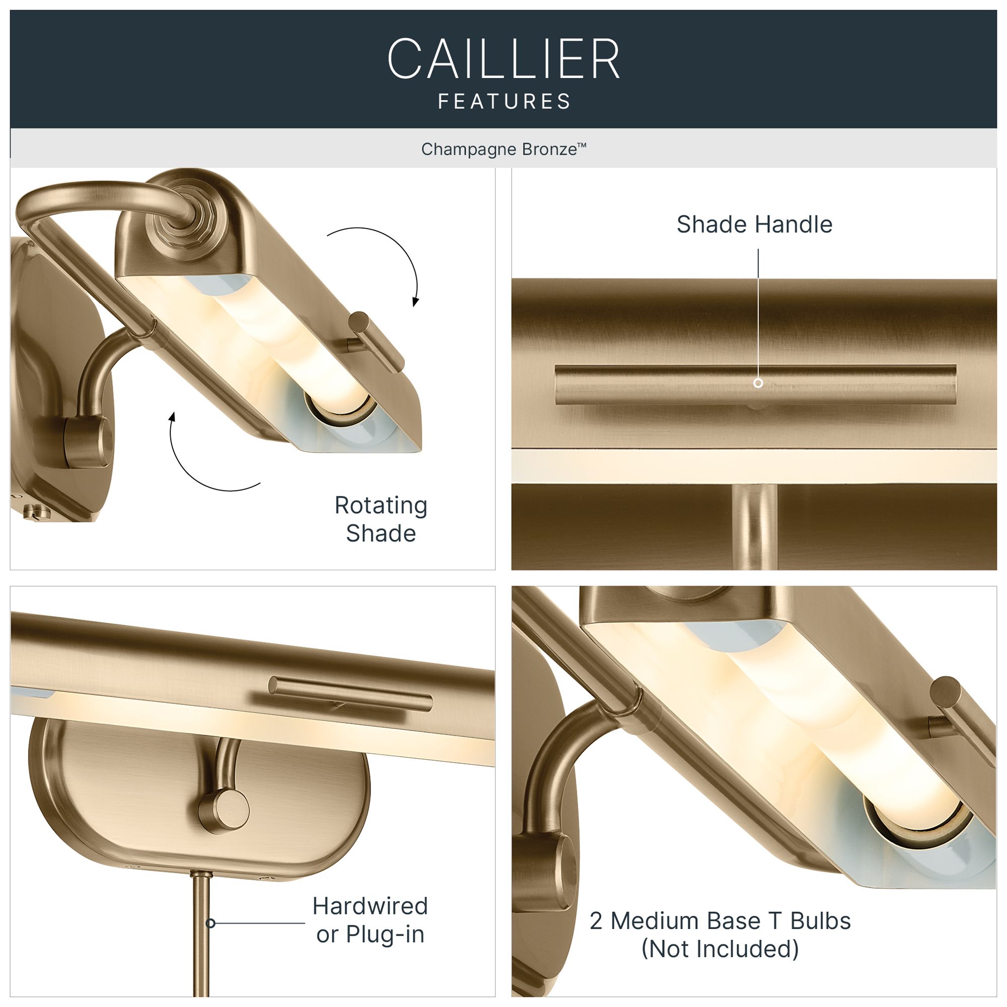 Thumbnail4 of Kichler Caillier 23.25" 2-Light Picture Light in Champagne Bronze more views