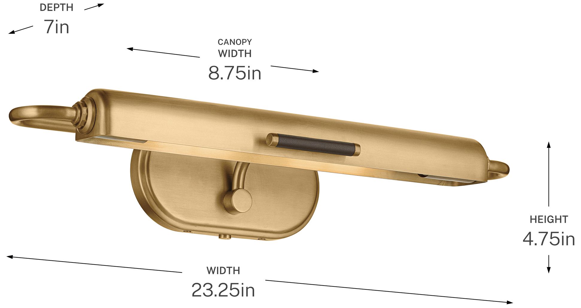 Kichler Caillier 23.25" 2-Light Picture Light in Lacquered Brass