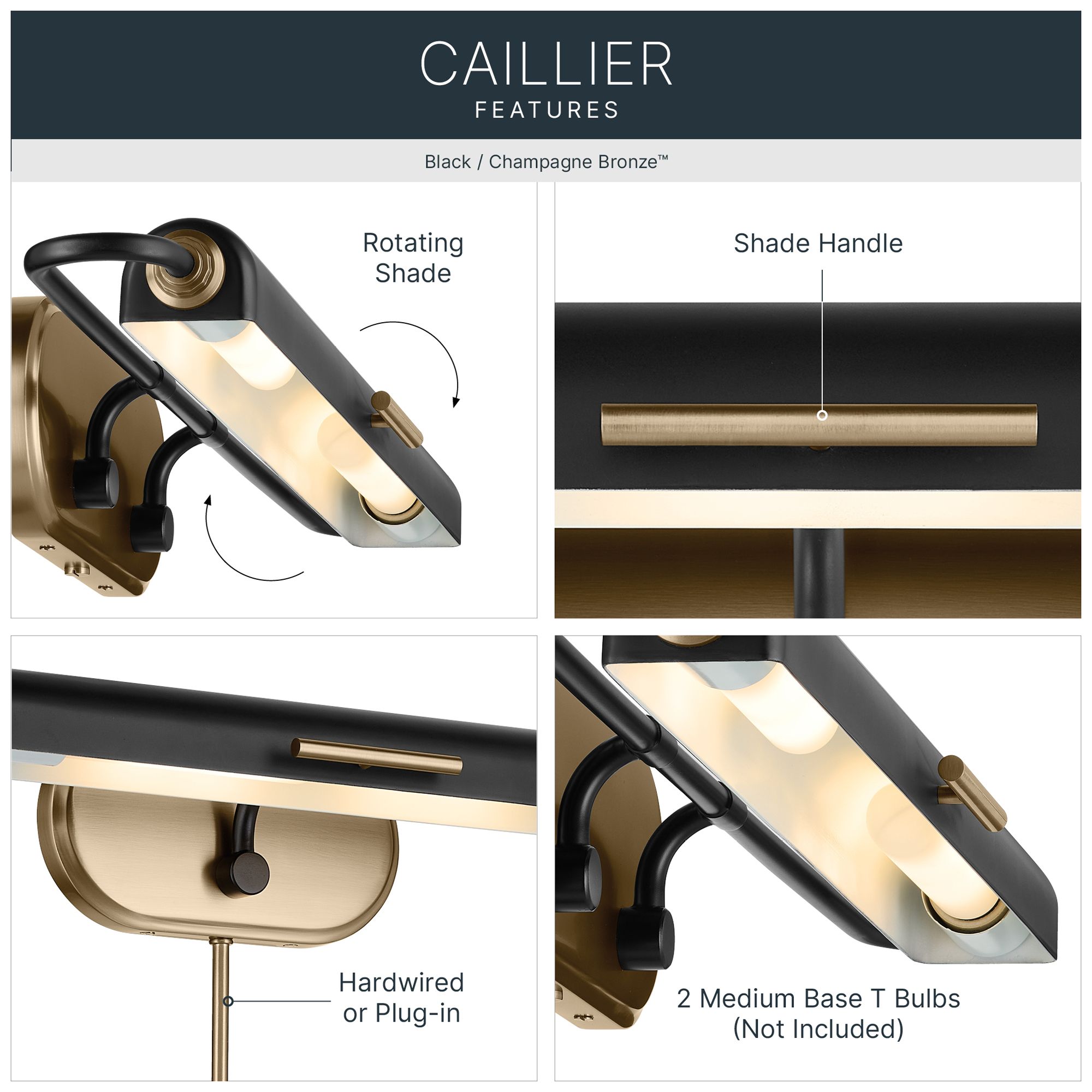 Image 3 Kichler Caillier 29.25" 2-Light Picture Light in Black more views