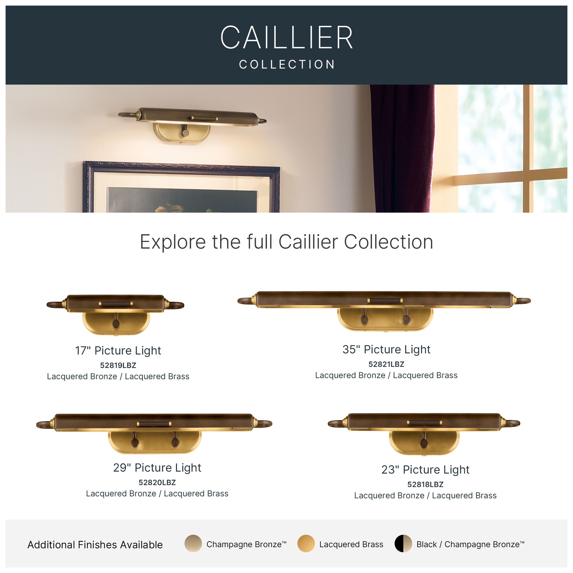 Kichler Caillier 29.25" 2-Light Picture Light in Lacquered Bronze