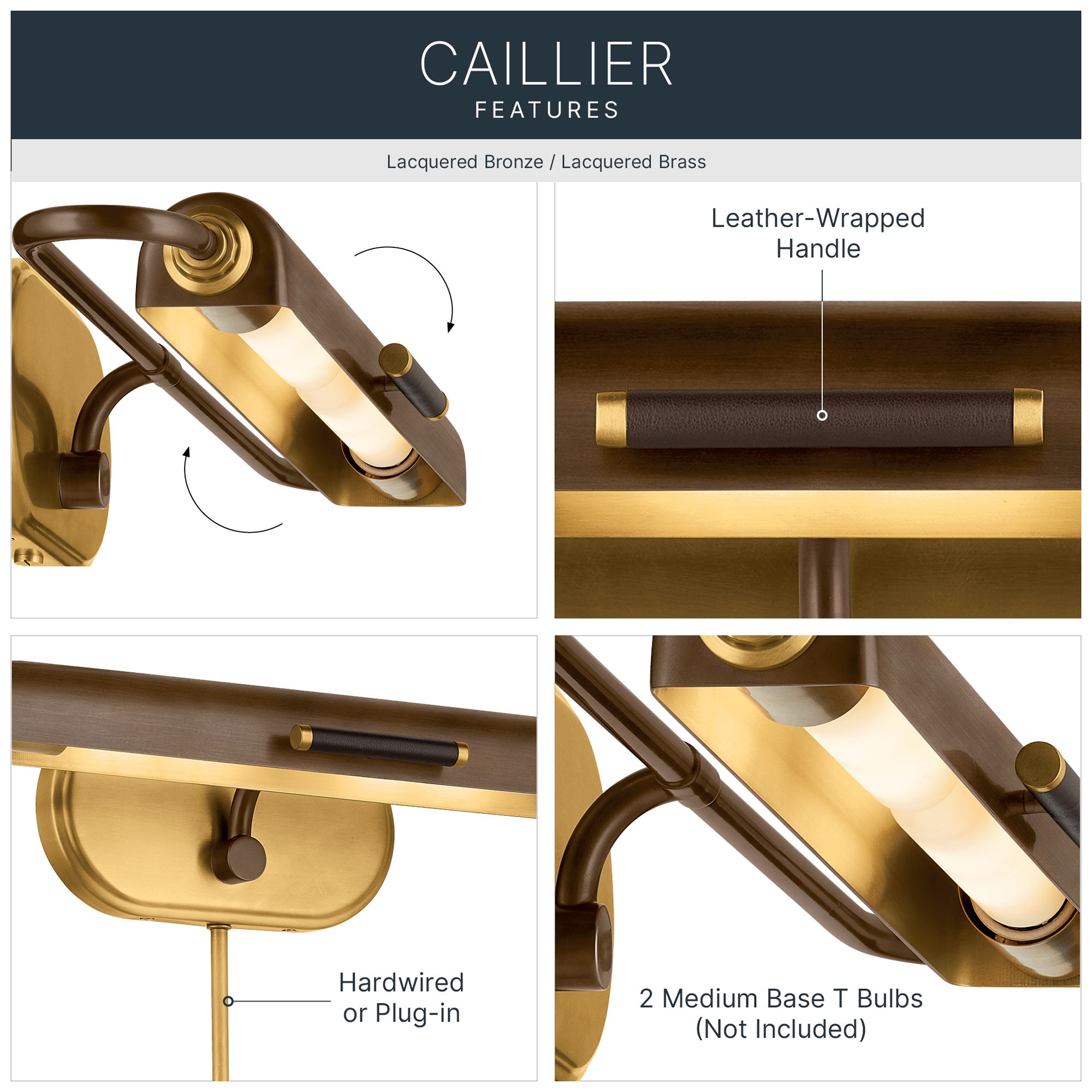 Image 3 Kichler Caillier 29.25" 2-Light Picture Light in Lacquered Bronze more views