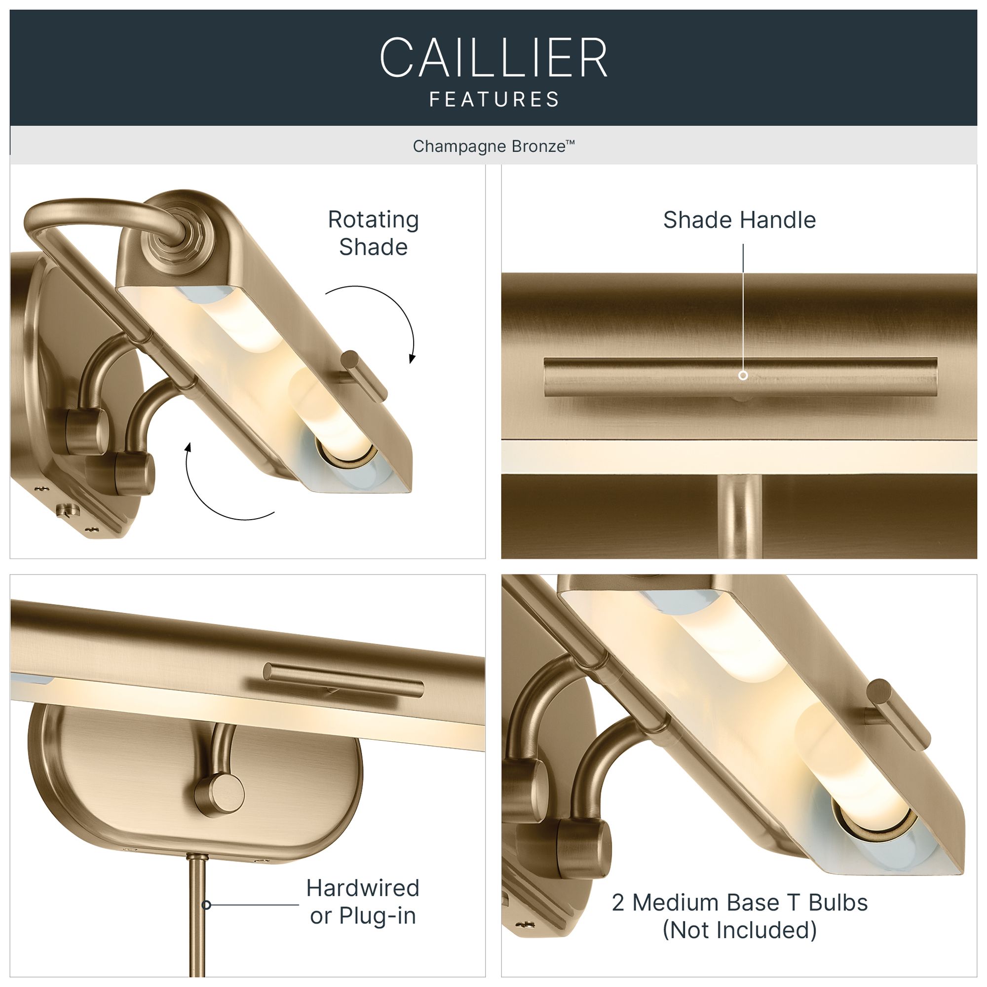 Image 3 Kichler Caillier 29.25" 2-Light Picture Light in Champagne Bronze more views