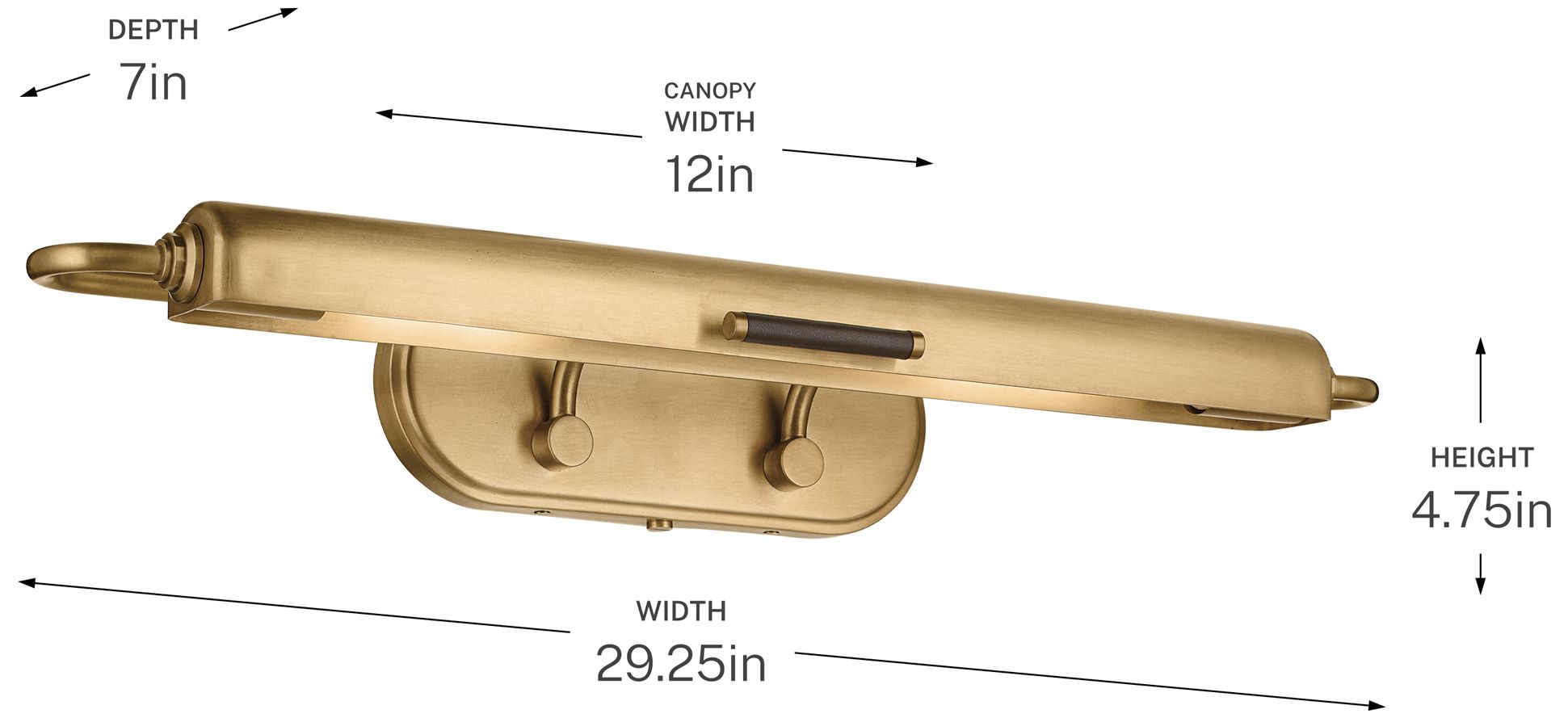 Kichler Caillier 29.25" 2-Light Picture Light in Lacquered Brass