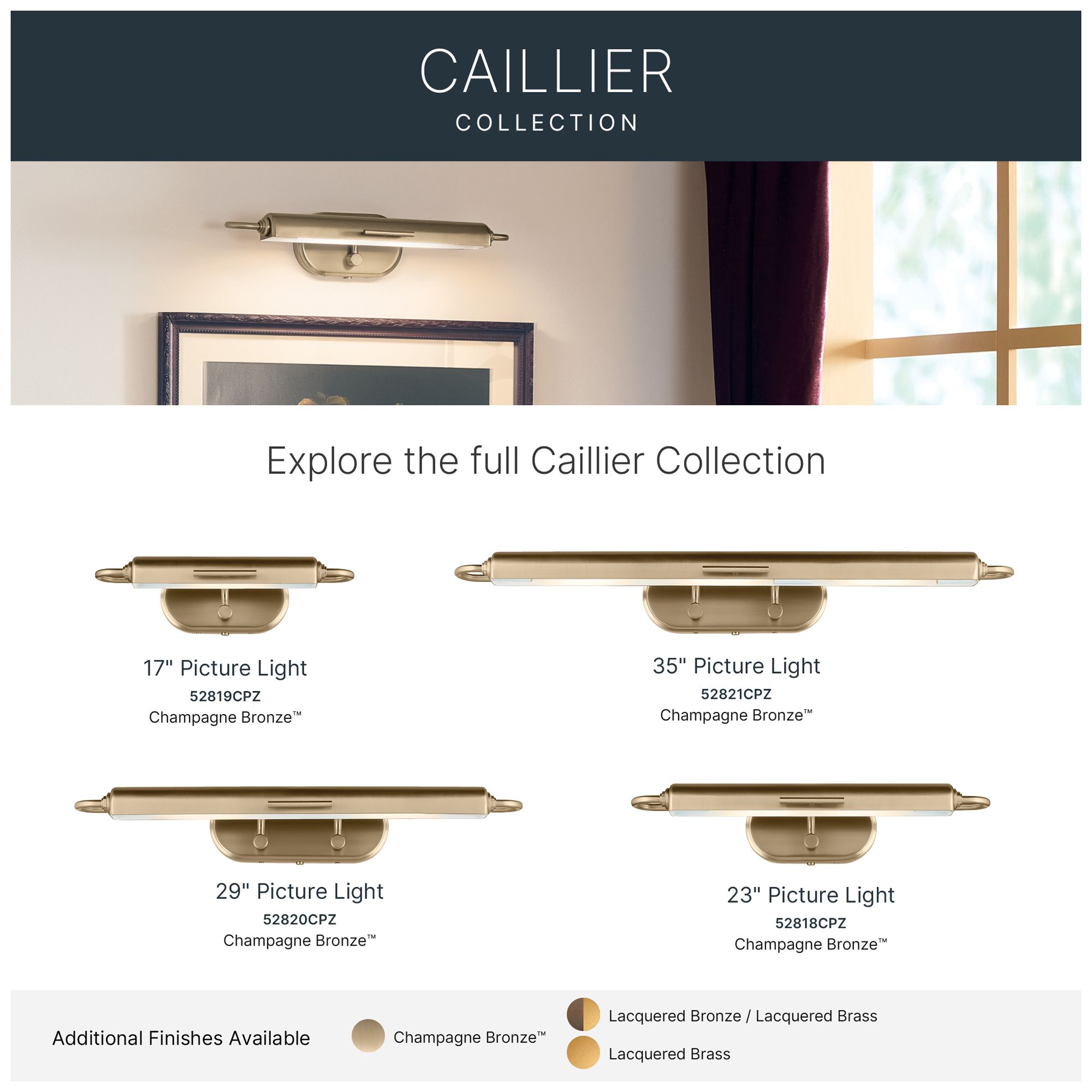 Kichler Caillier 35.25" 3-Light Picture Light in Champagne Bronze