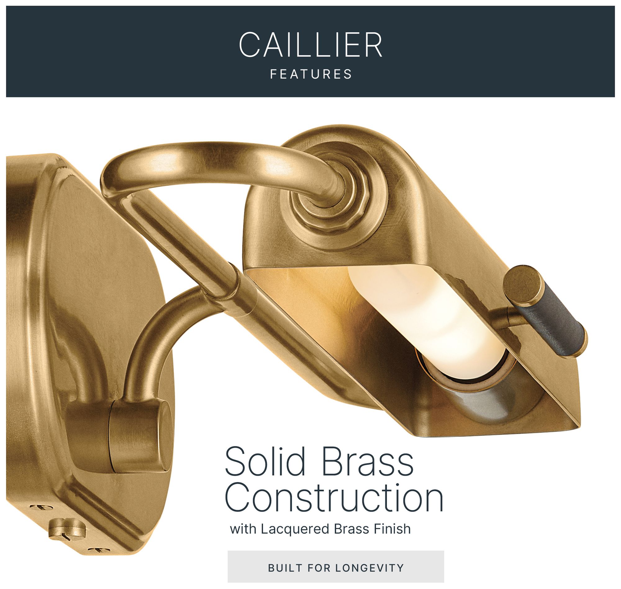 Thumbnail4 of Kichler Caillier 35.25" 3-Light Picture Light in Lacquered Brass more views