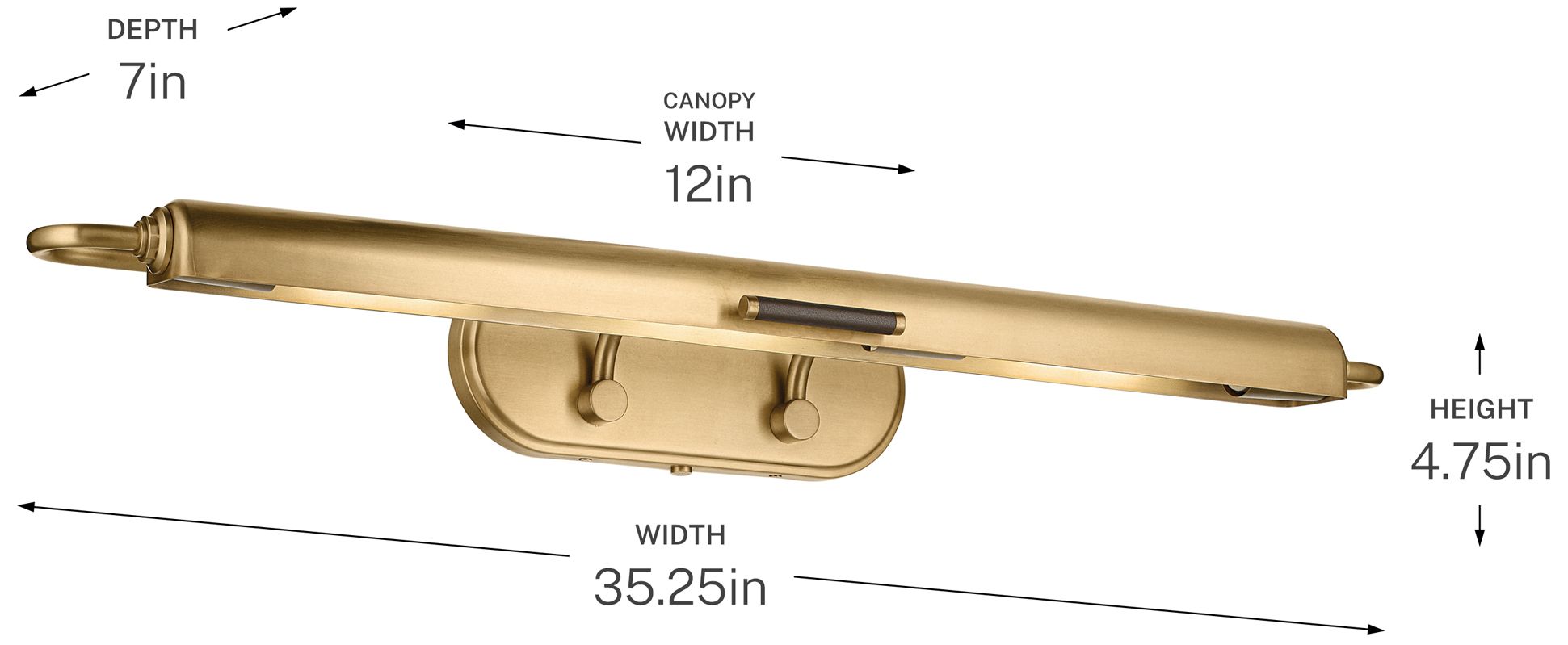 Kichler Caillier 35.25" 3-Light Picture Light in Lacquered Brass