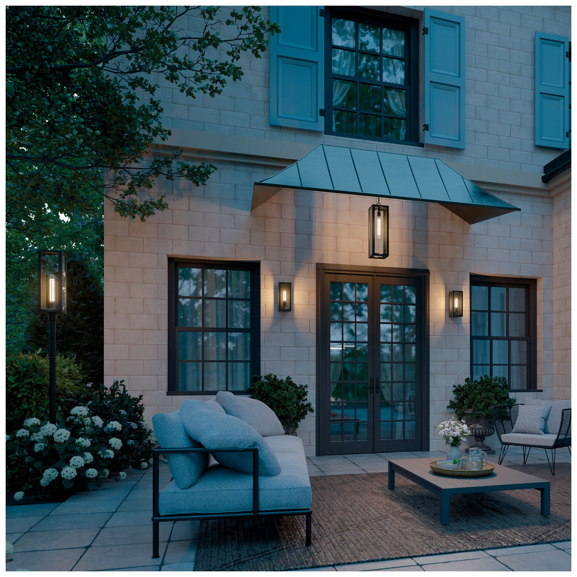 Kichler Calen 14" 1-Light Outdoor Wall Light Clear Glass Textured Black