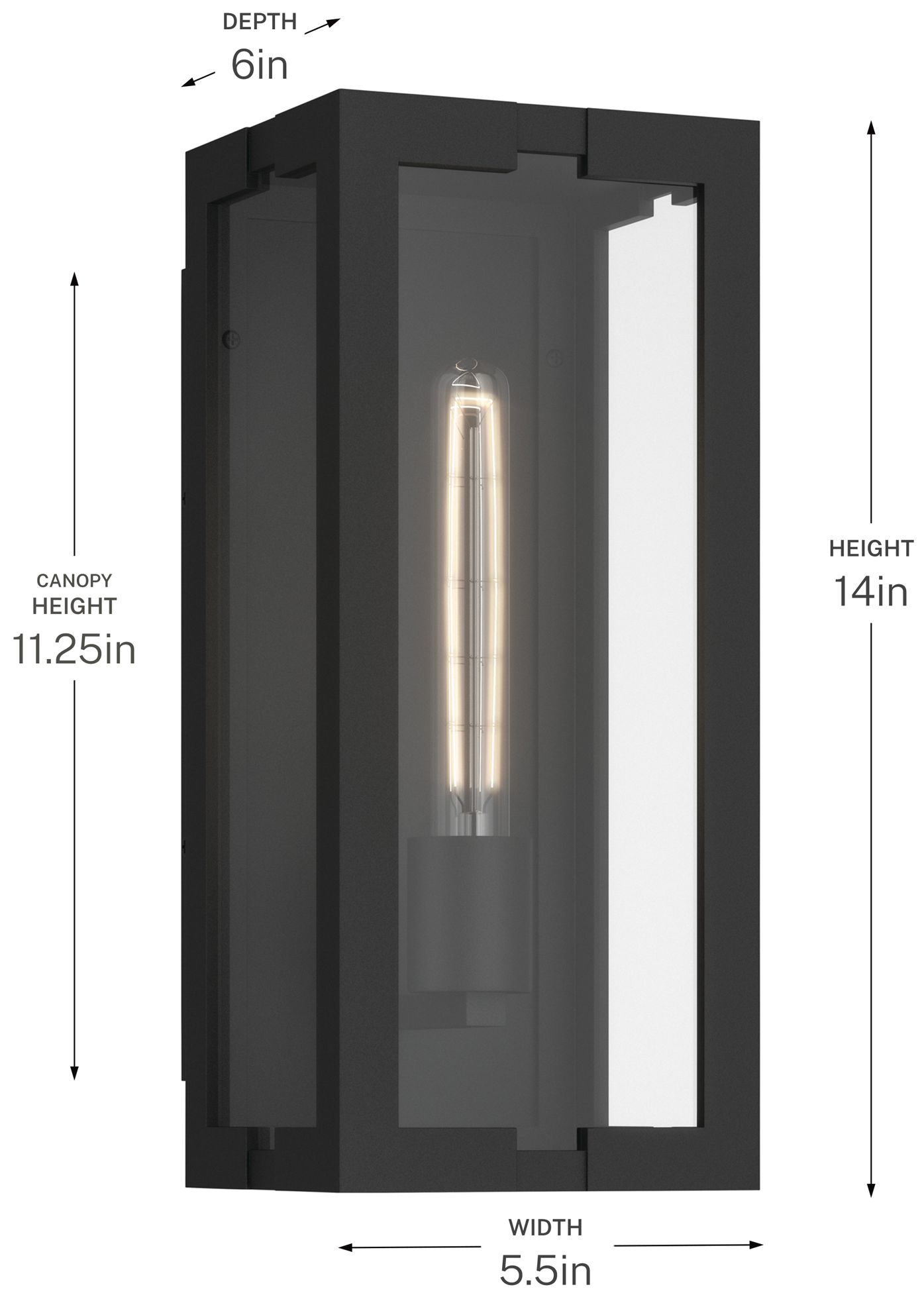 Kichler Calen 14" 1-Light Outdoor Wall Light Clear Glass Textured Black