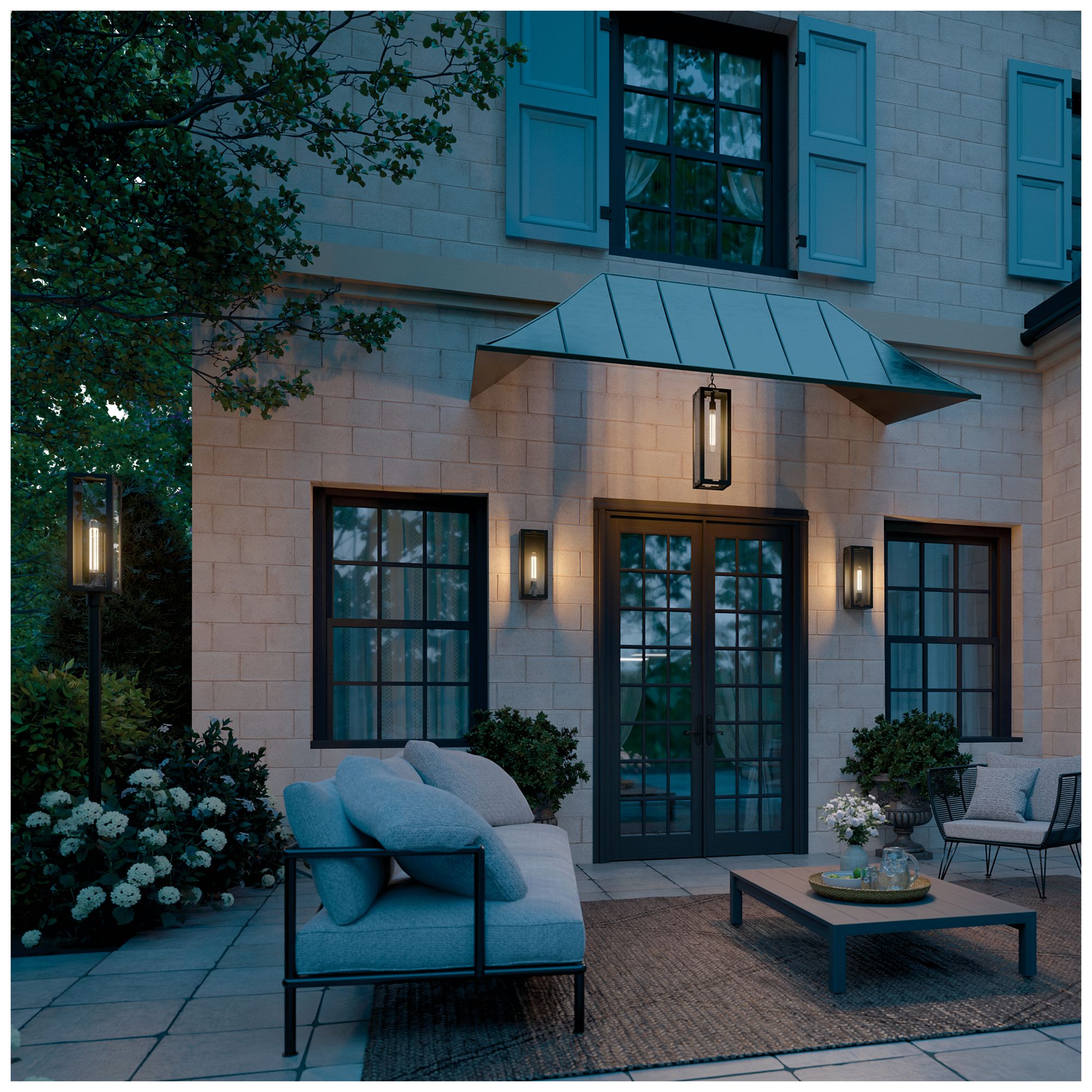 Kichler Calen 18.25" 1-Light Outdoor Wall Light Clear Glass Textured Black