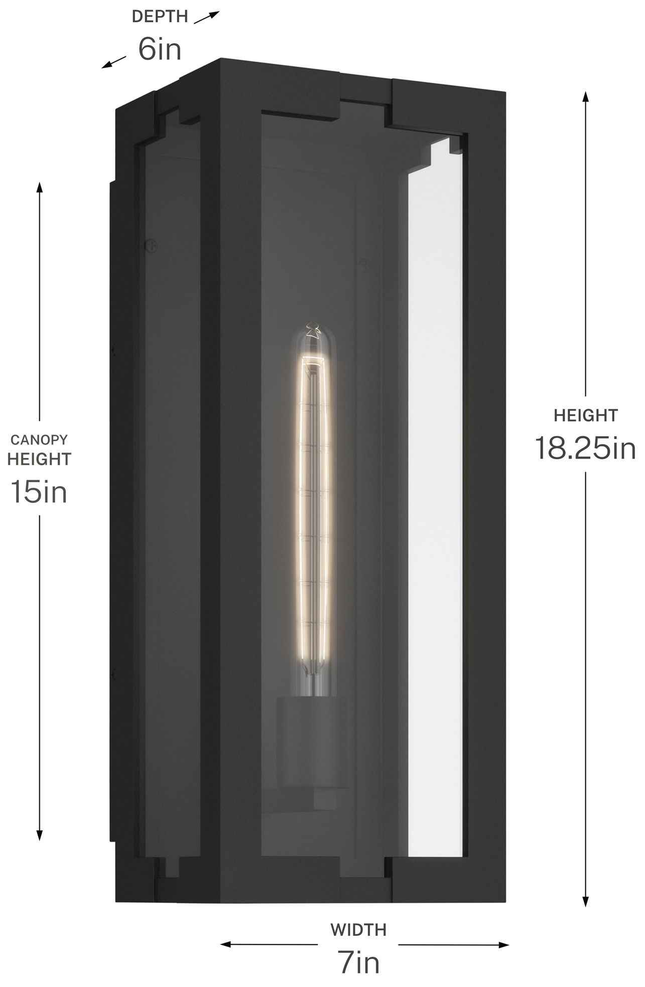 Kichler Calen 18.25" 1-Light Outdoor Wall Light Clear Glass Textured Black
