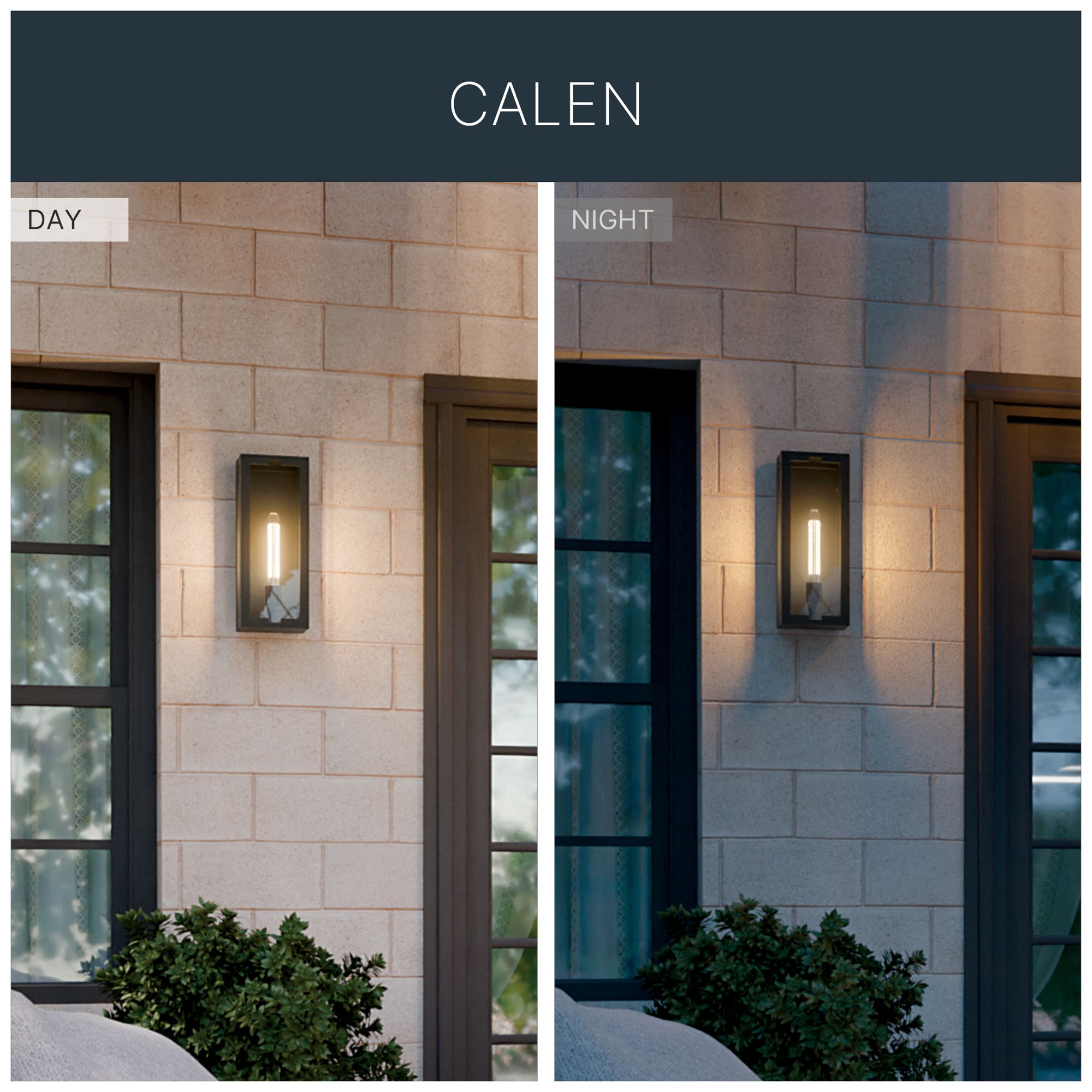 Kichler Calen 18.25" 1-Light Outdoor Wall Light Clear Glass Textured Black