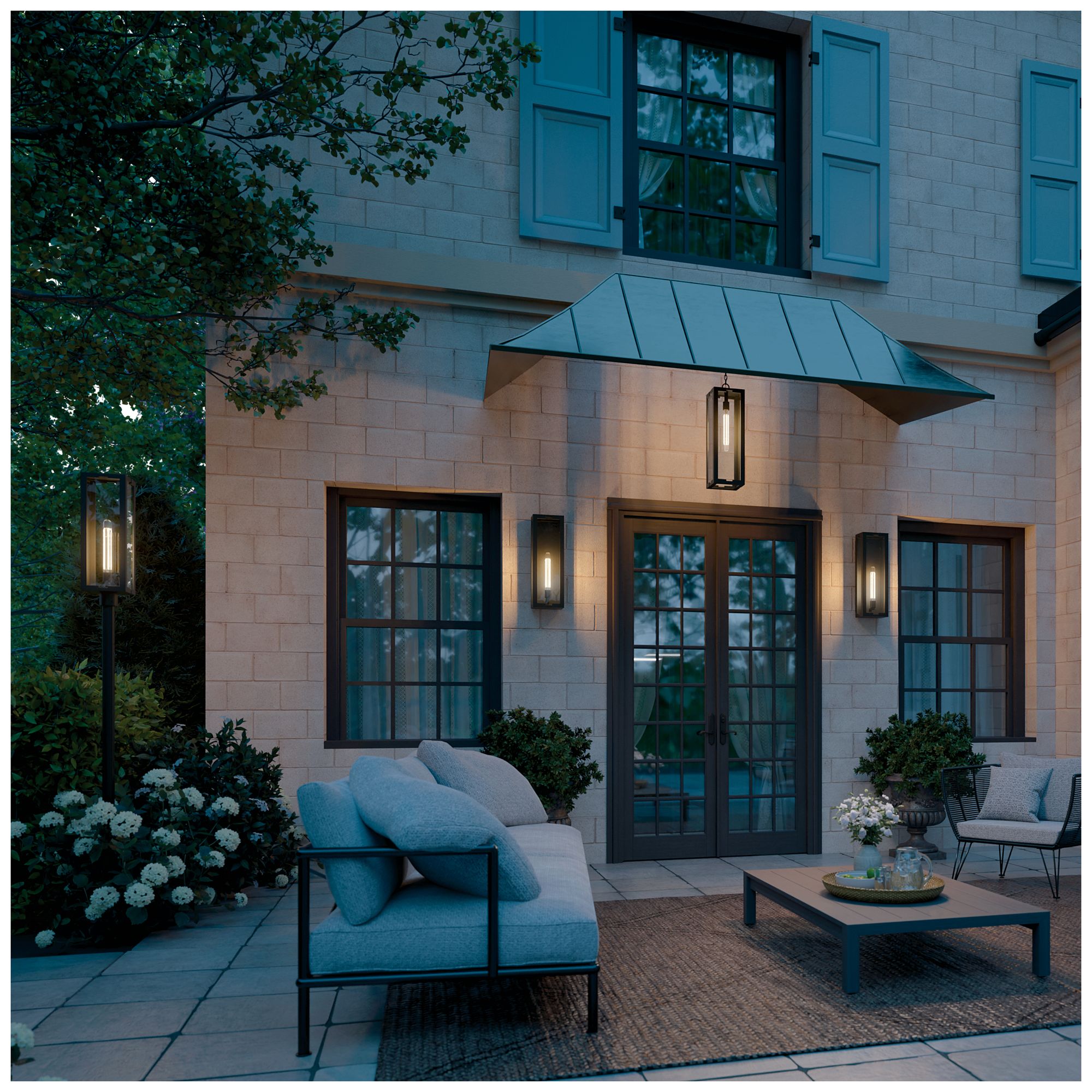 Kichler Calen 24.25" 1-Light Outdoor Wall Light Clear Glass Textured Black