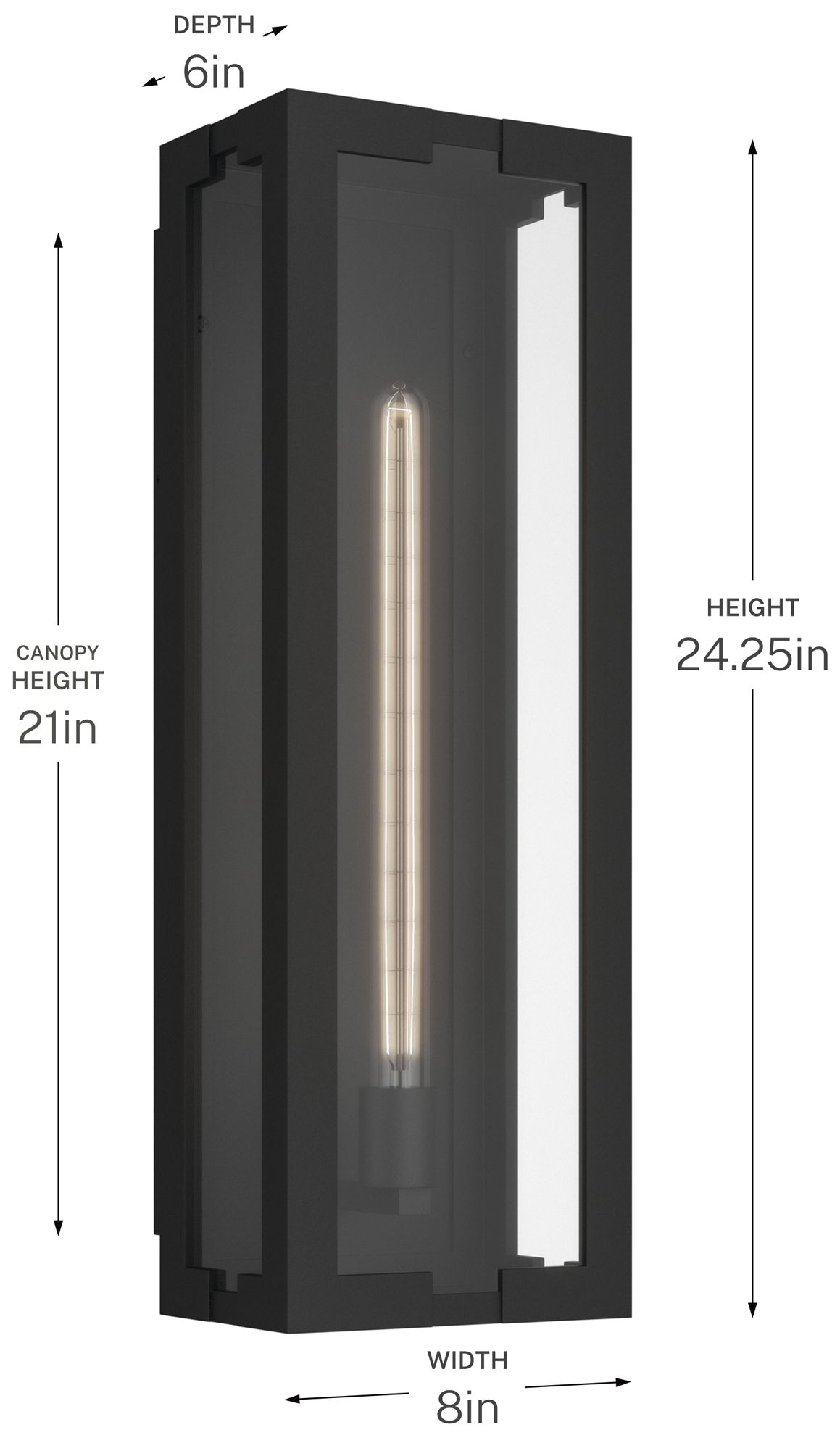 Kichler Calen 24.25" 1-Light Outdoor Wall Light Clear Glass Textured Black