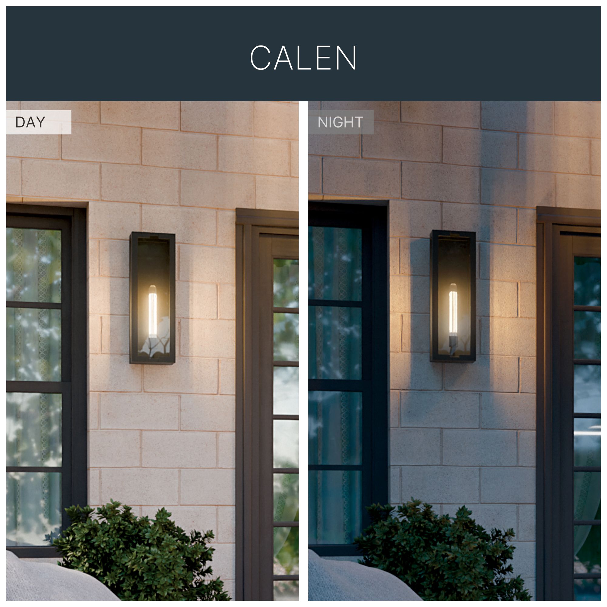 Kichler Calen 24.25" 1-Light Outdoor Wall Light Clear Glass Textured Black