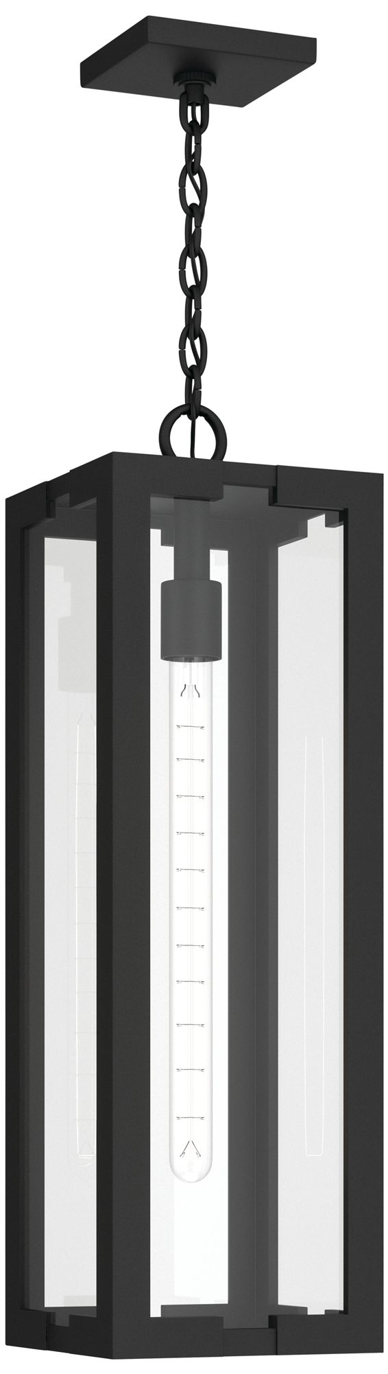 Kichler Calen 26.25" 1-Light Outdoor Pendant Clear Glass Textured Black