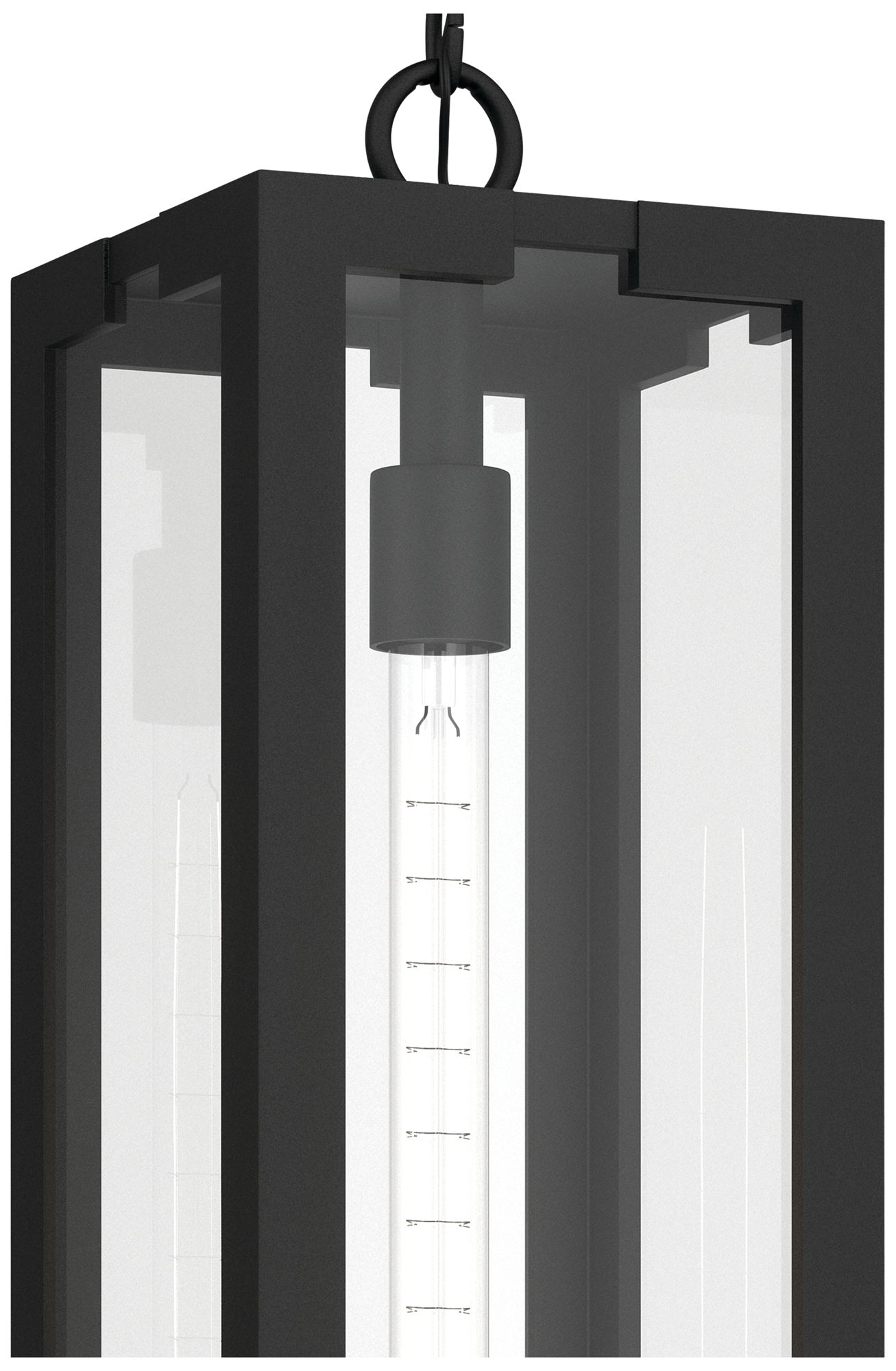 Image 4 Kichler Calen 26.25" 1-Light Outdoor Pendant Clear Glass Textured Black more views