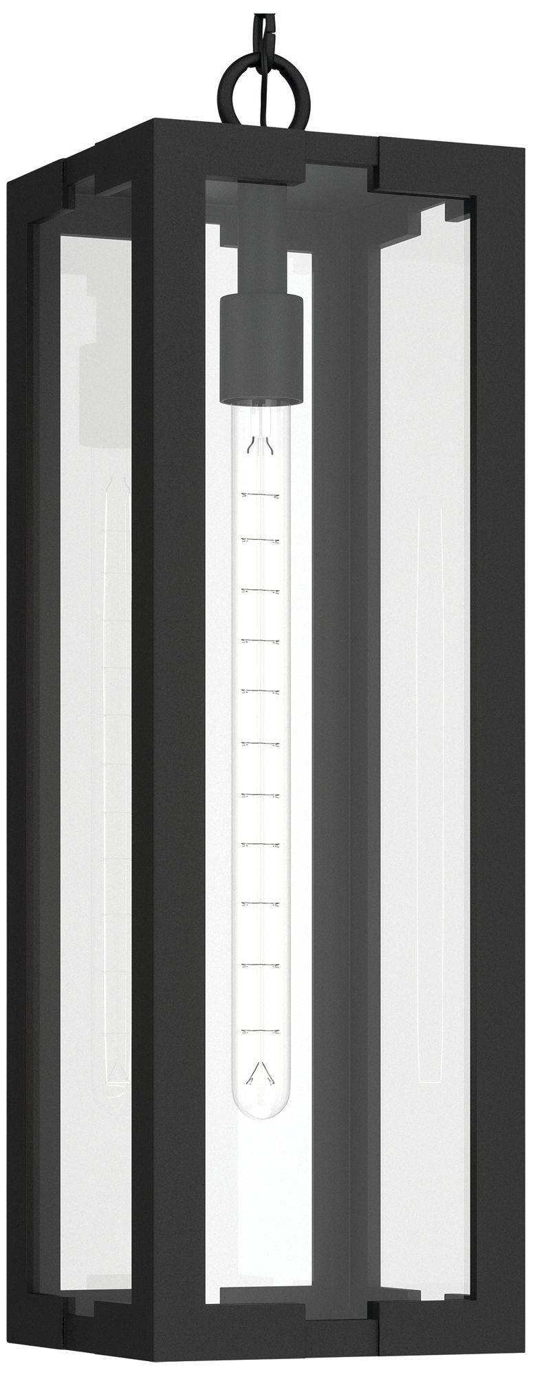 Image 5 Kichler Calen 26.25" 1-Light Outdoor Pendant Clear Glass Textured Black more views