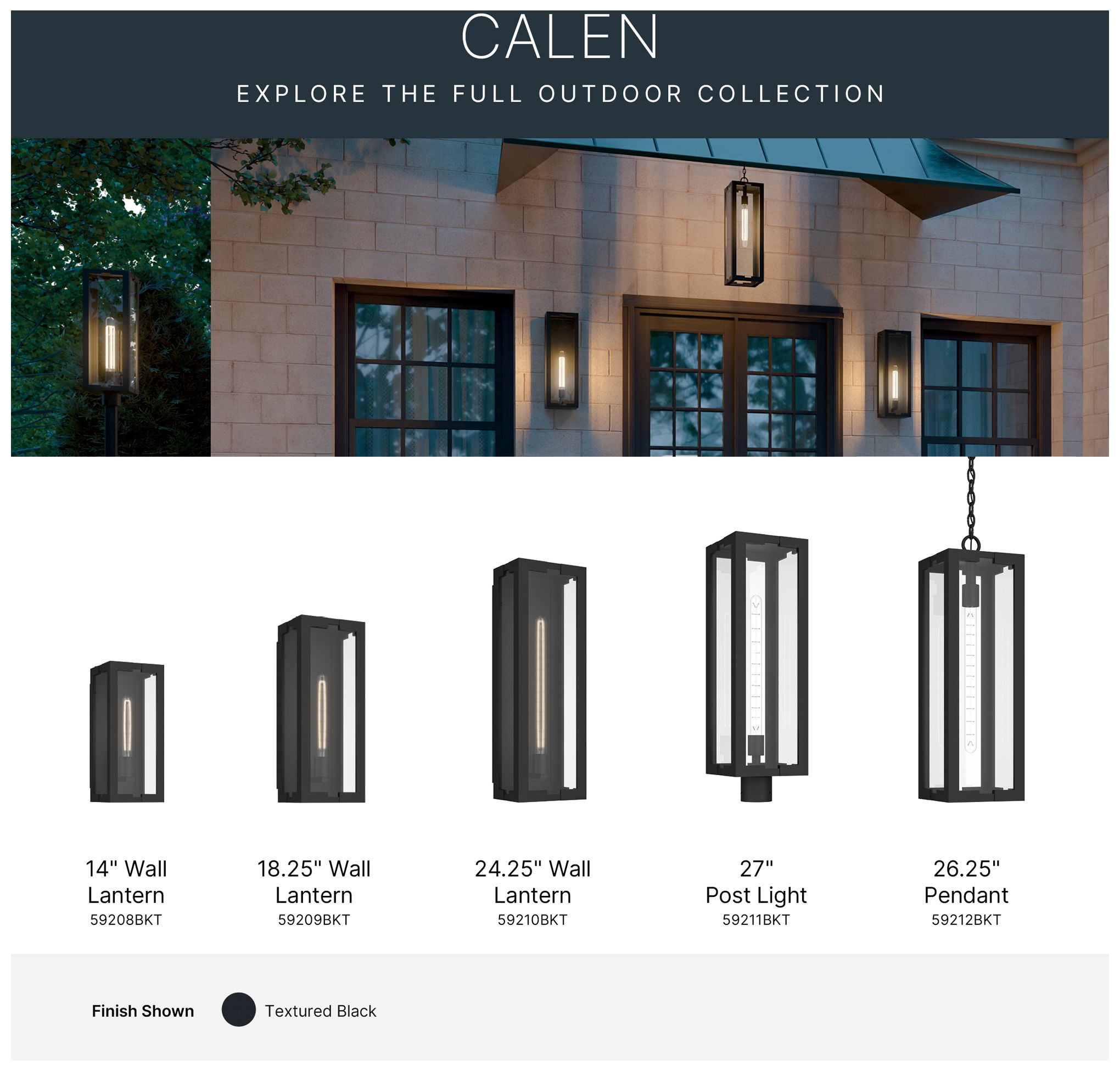 Kichler Calen 27" 1-Light Outdoor Post Clear Glass Textured Black