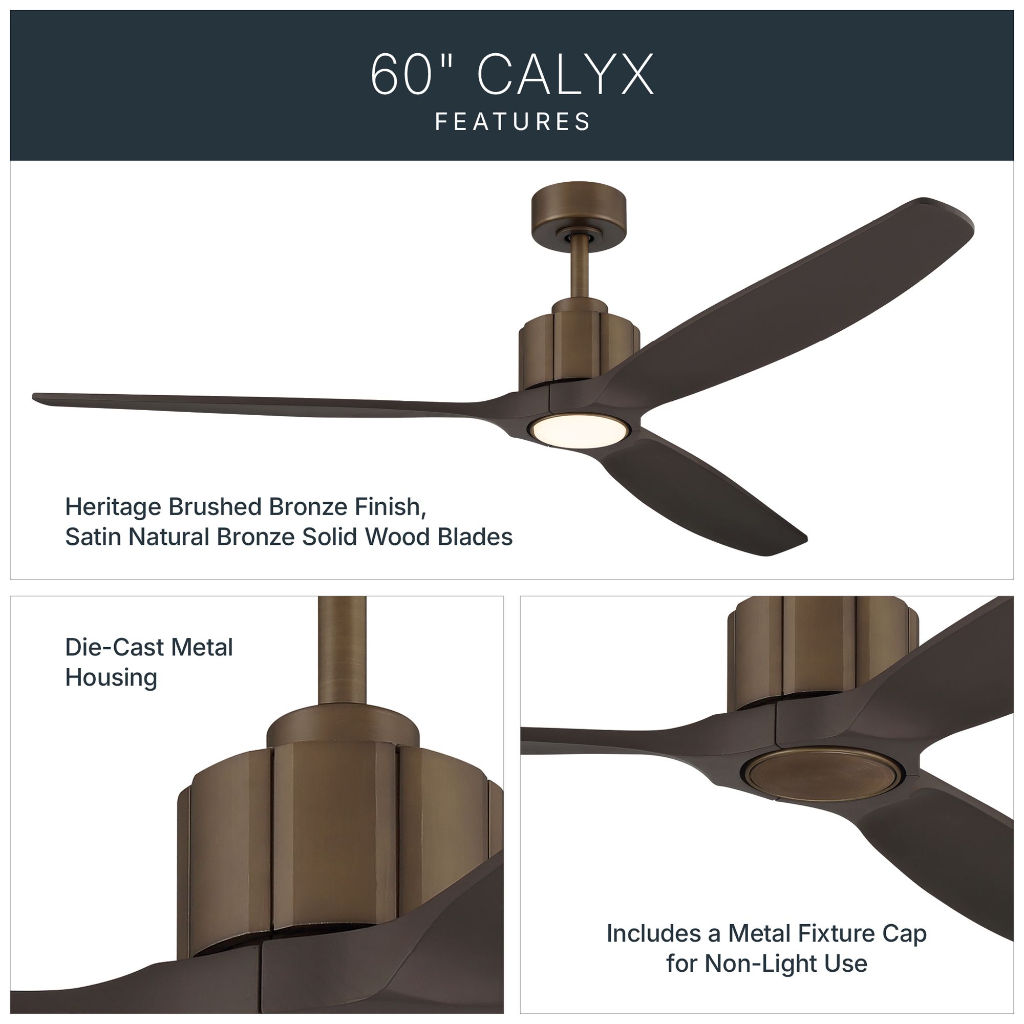 Image 5 Kichler Calyx 3 Blade 60" Ceiling Fan Brushed Bronze Wood Bronze Blades more views