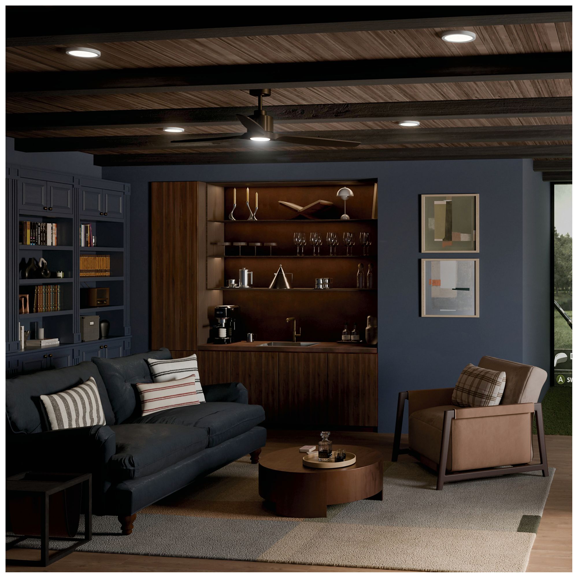 Kichler Calyx 3 Blade 60" Ceiling Fan Brushed Bronze Wood Bronze Blades