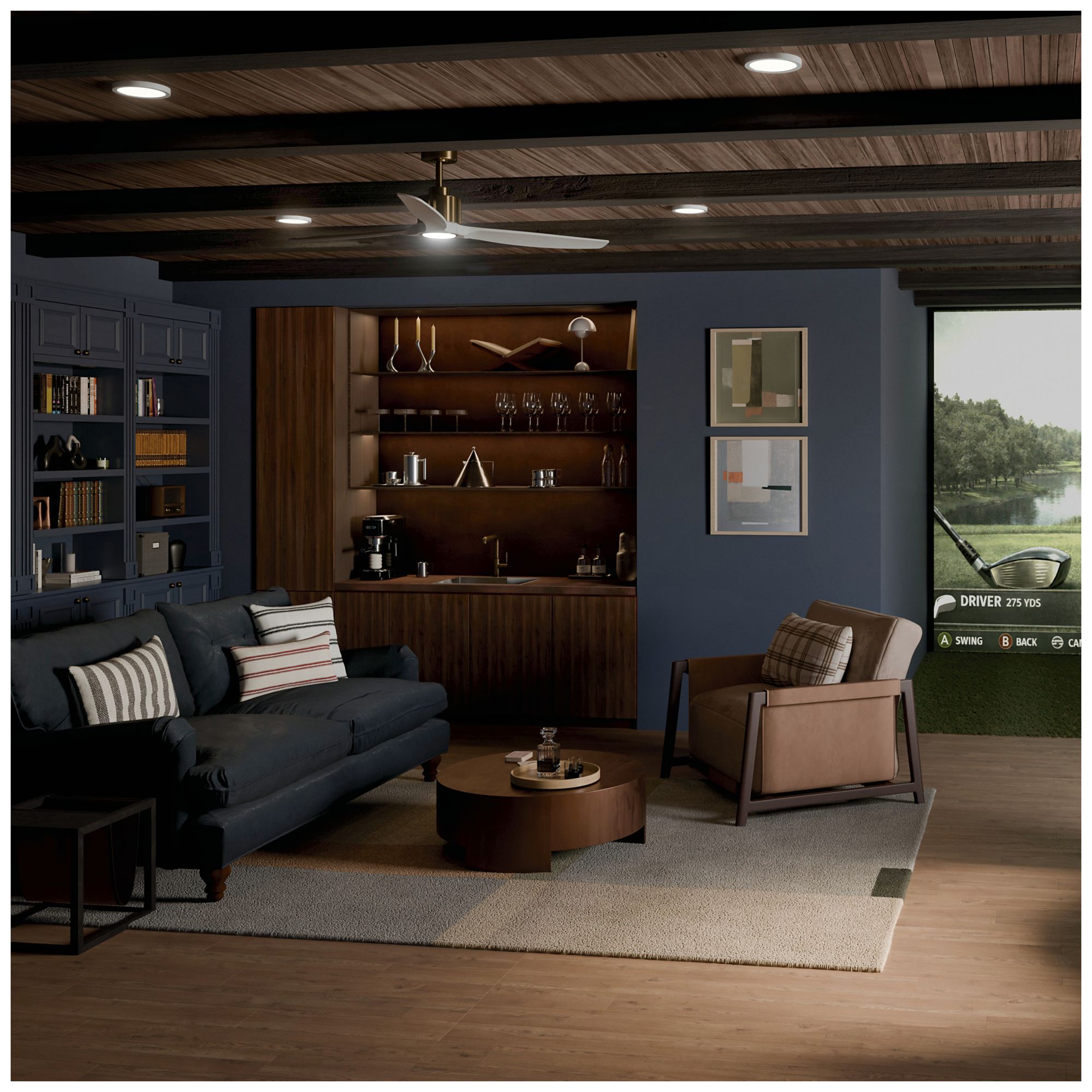 Kichler Calyx 3 Blade 60" Ceiling Fan Champagne Bronze Wood White Blades