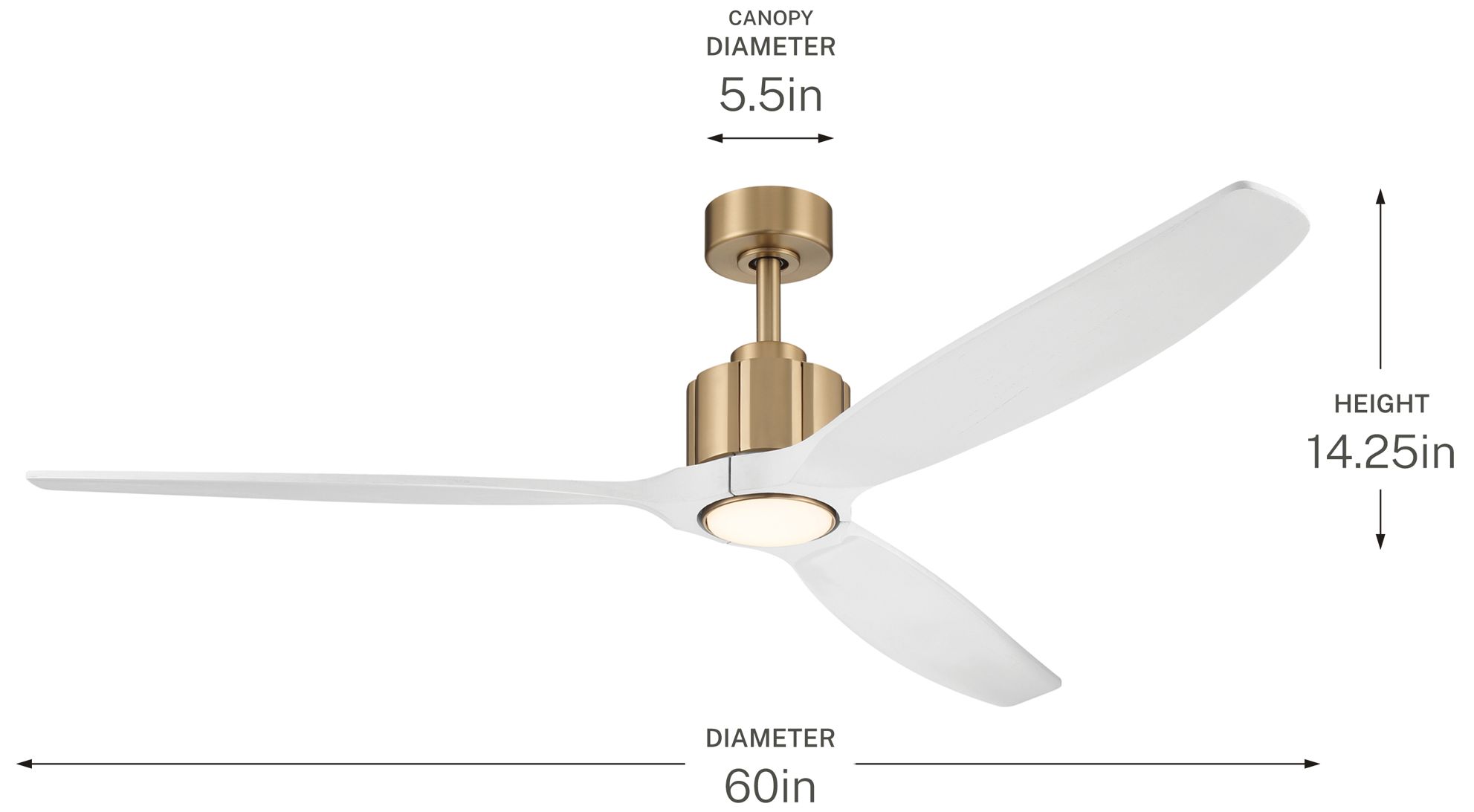 Kichler Calyx 3 Blade 60" Ceiling Fan Champagne Bronze Wood White Blades