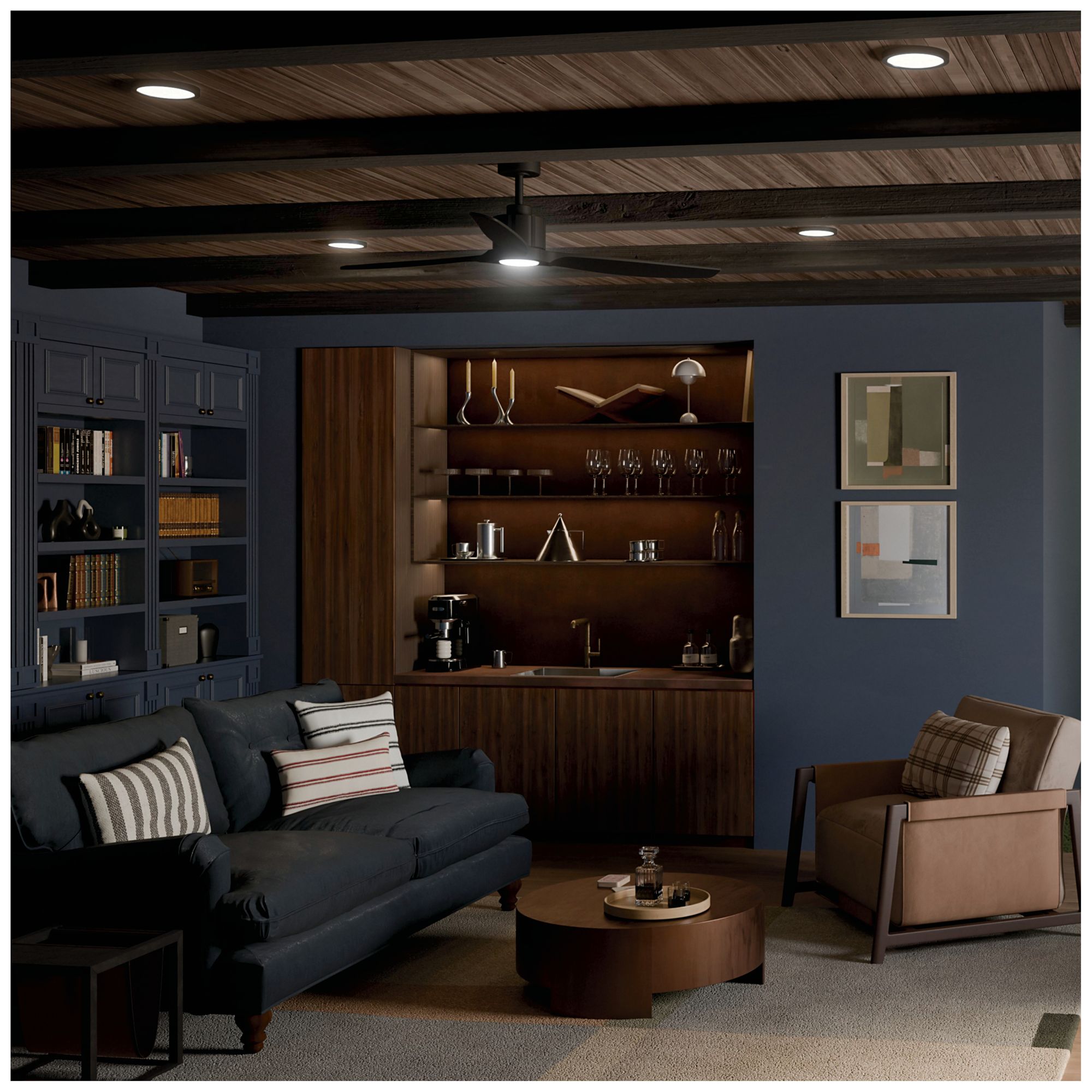 Kichler Calyx 3 Blade 60" Ceiling Fan Matte Black Solid Wood Black Blades